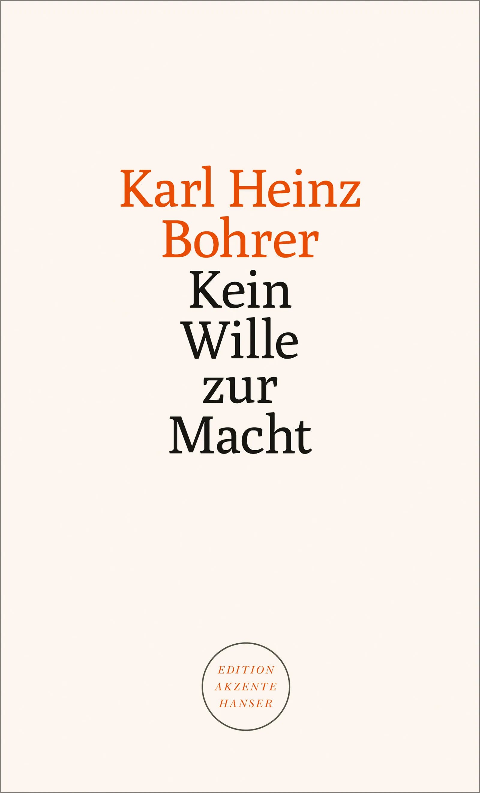 Buchcover von 'Kein Wille zur Macht' - Paperback von Karl Heinz Bohrer