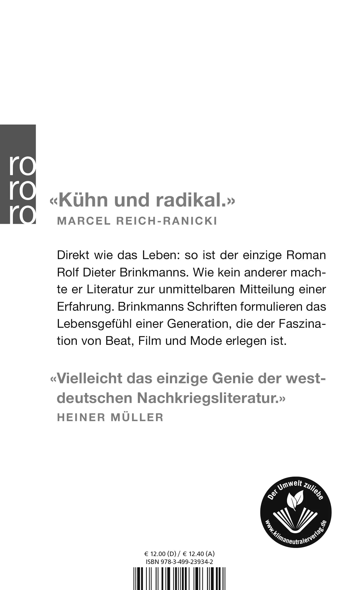 Buchrückseite von 'Keiner weiß mehr' mit Klappentext - Taschenbuch
