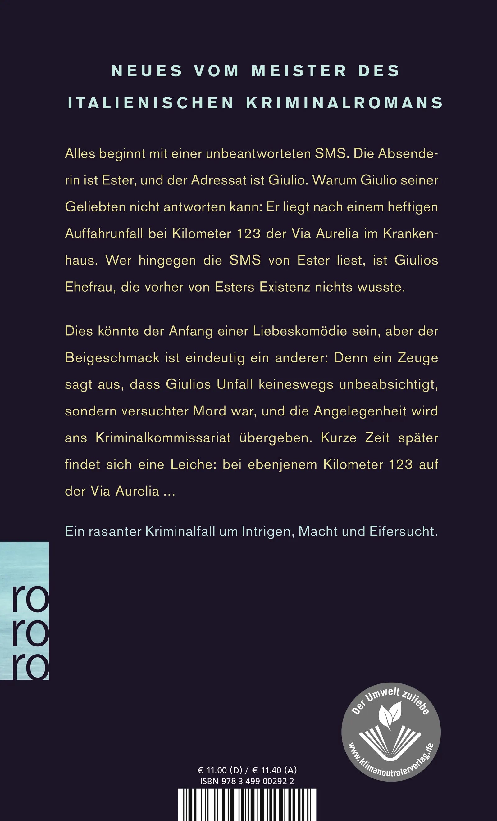 Buchrückseite von 'Kilometer 123' mit Klappentext - Taschenbuch