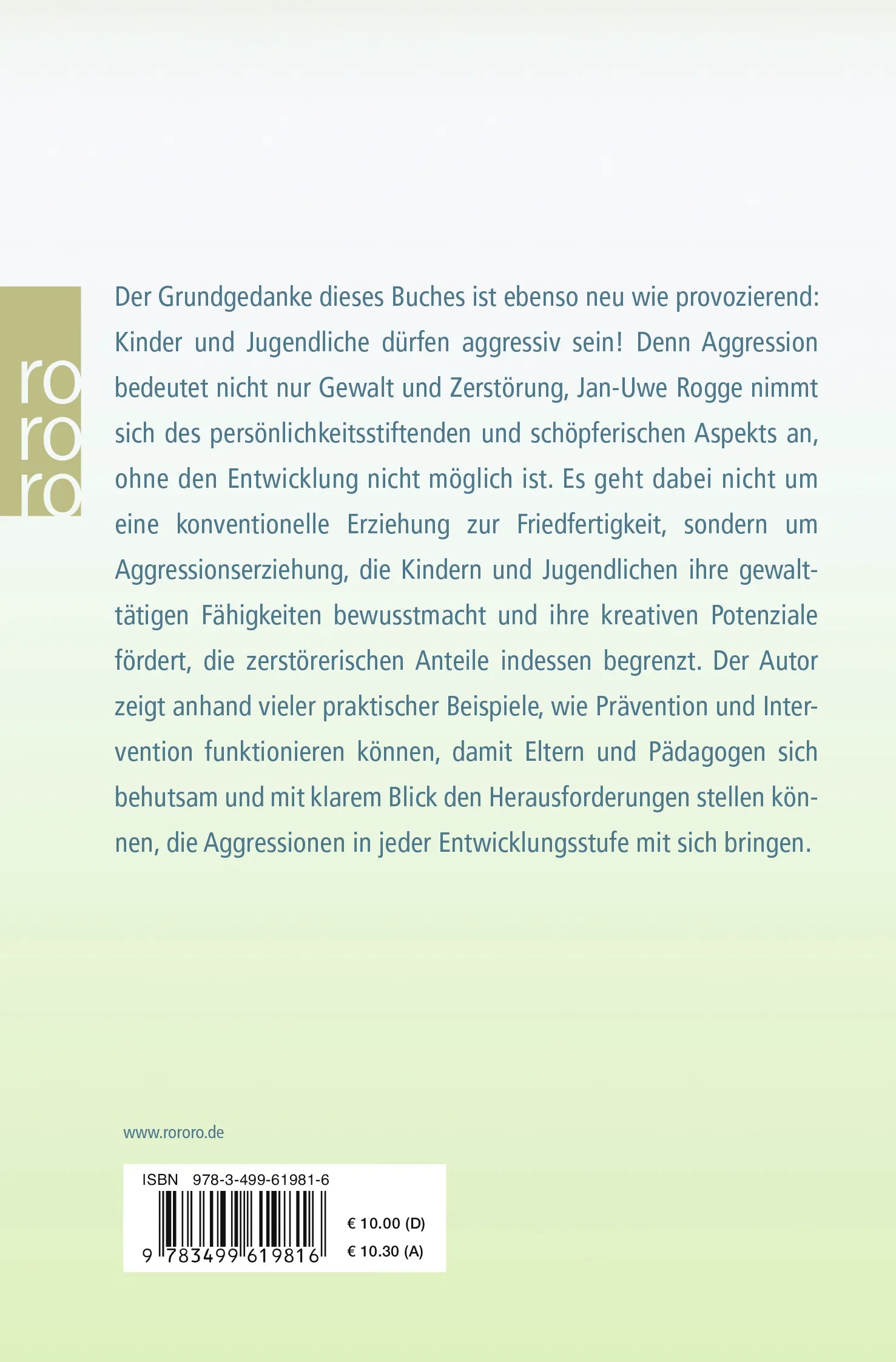 Buchrückseite von 'Kinder dürfen aggressiv sein' mit Klappentext - Taschenbuch