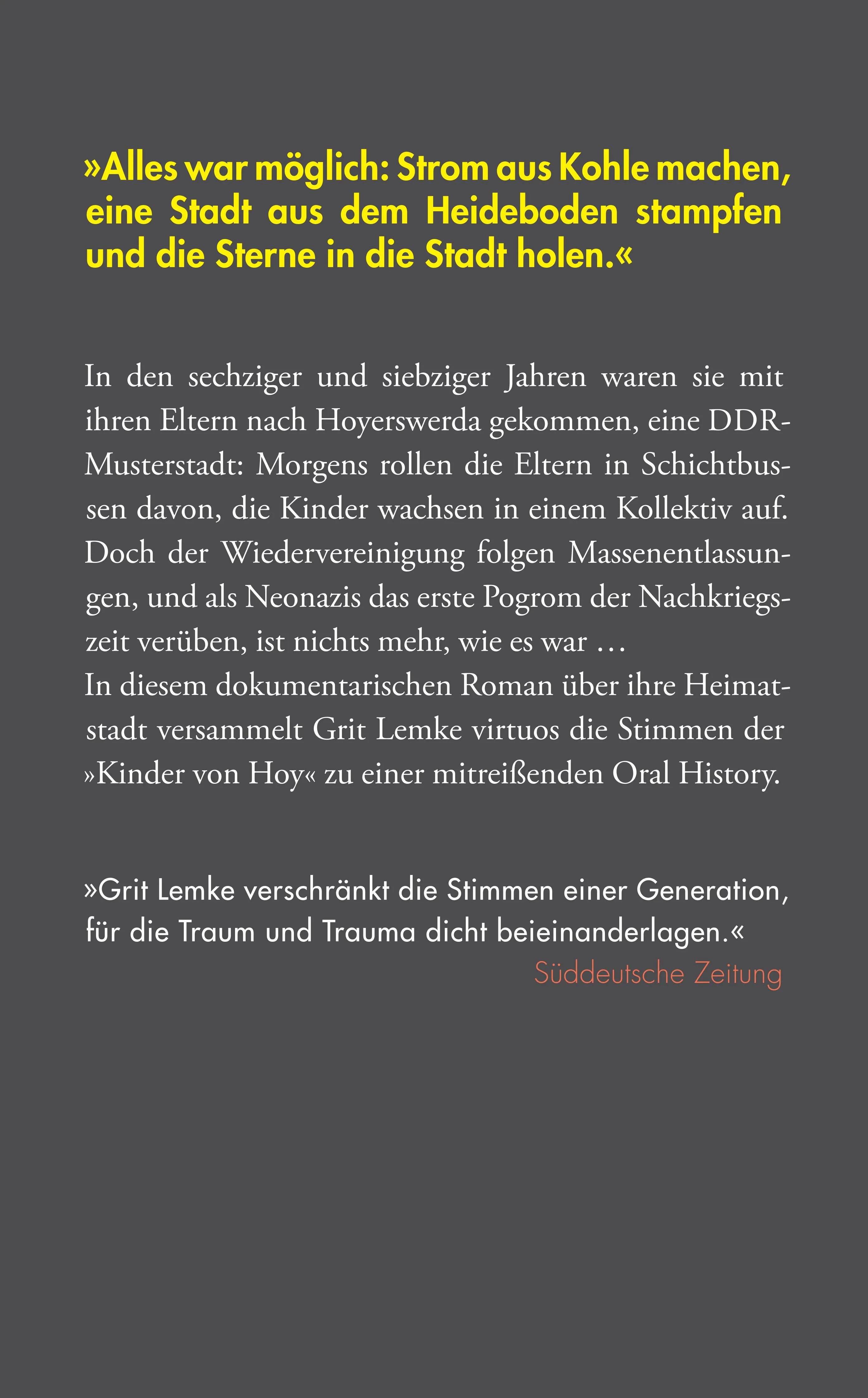 Buchrückseite von 'Kinder von Hoy' mit Klappentext - Taschenbuch