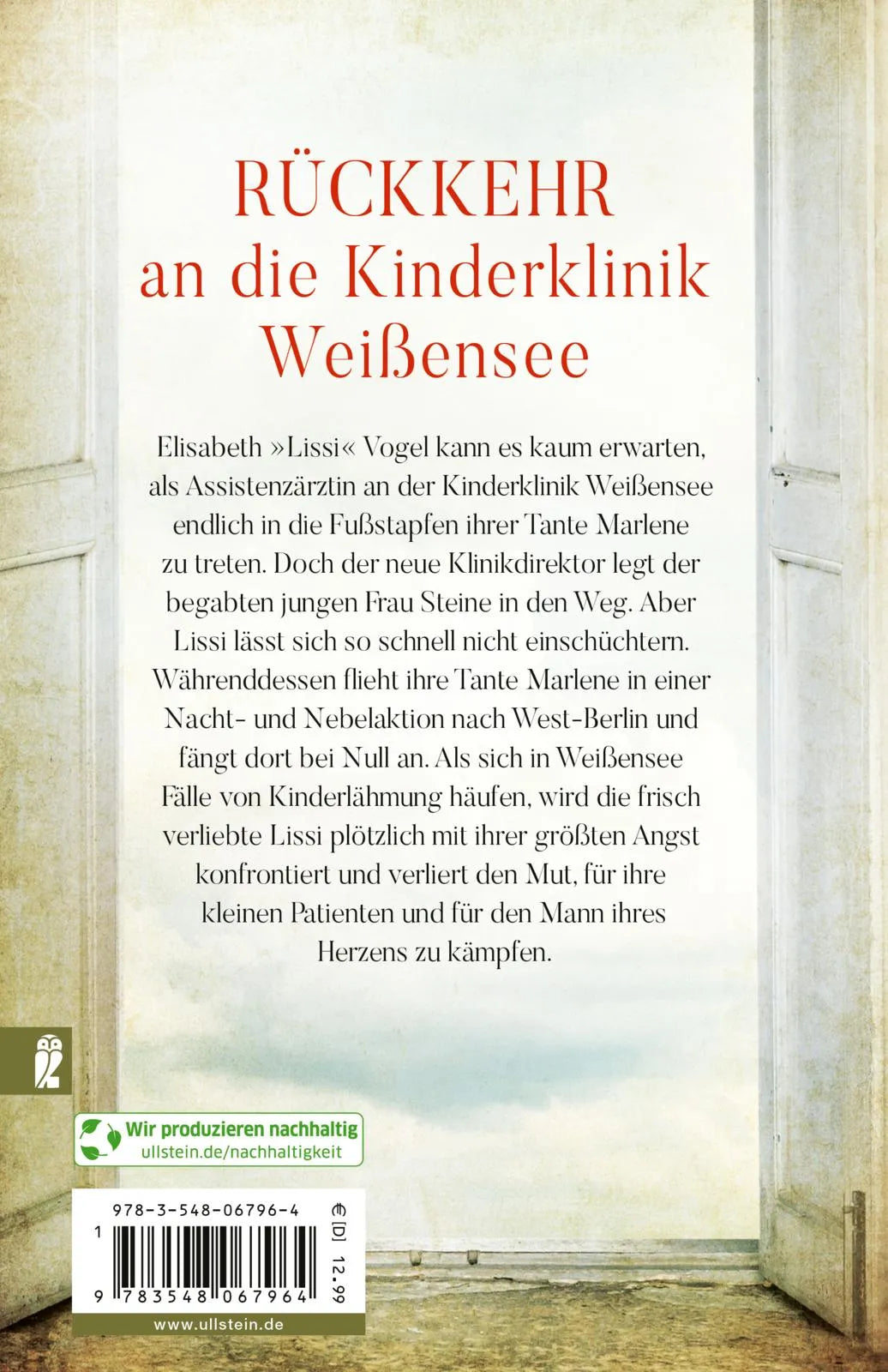 Buchrückseite von 'Kinderklinik Weißensee – Geteilte Träume' mit Klappentext - Taschenbuch