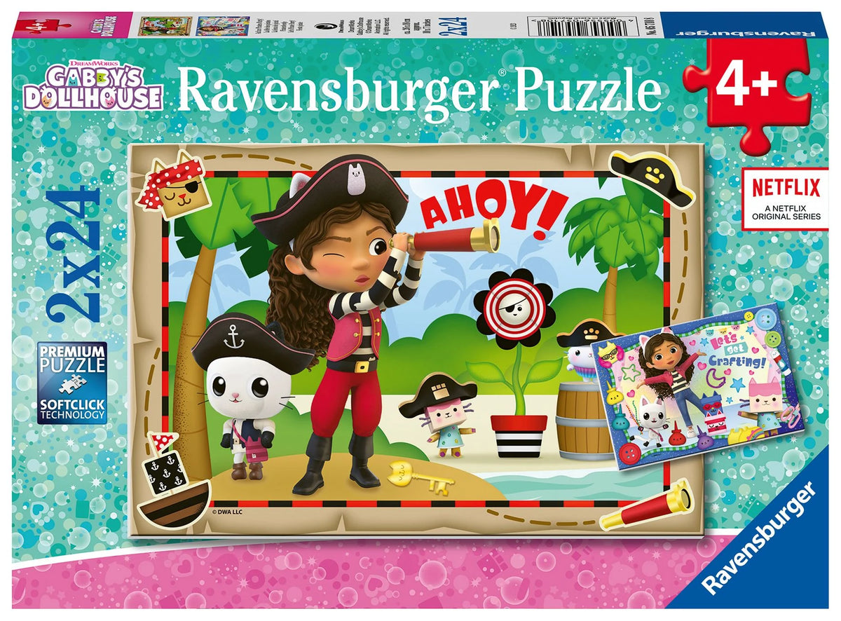 Kinderpuzzle: Kinderpuzzle 2x24 Teile - Gabby's Dollhouse - Auf zur Piraten-Party!