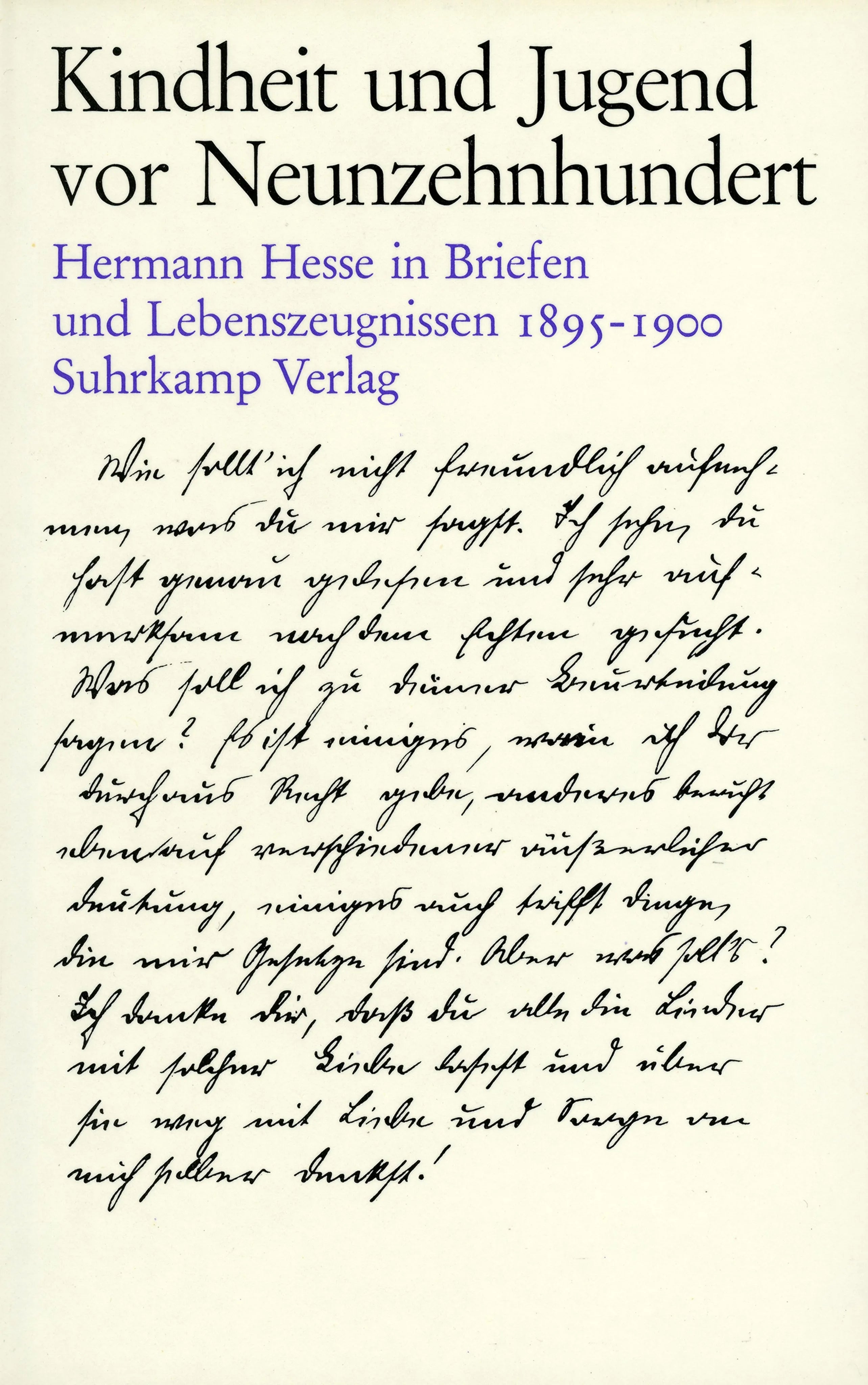 Buchcover von 'Kindheit und Jugend vor Neunzehnhundert' - Gebundene Ausgabe von Hermann Hesse