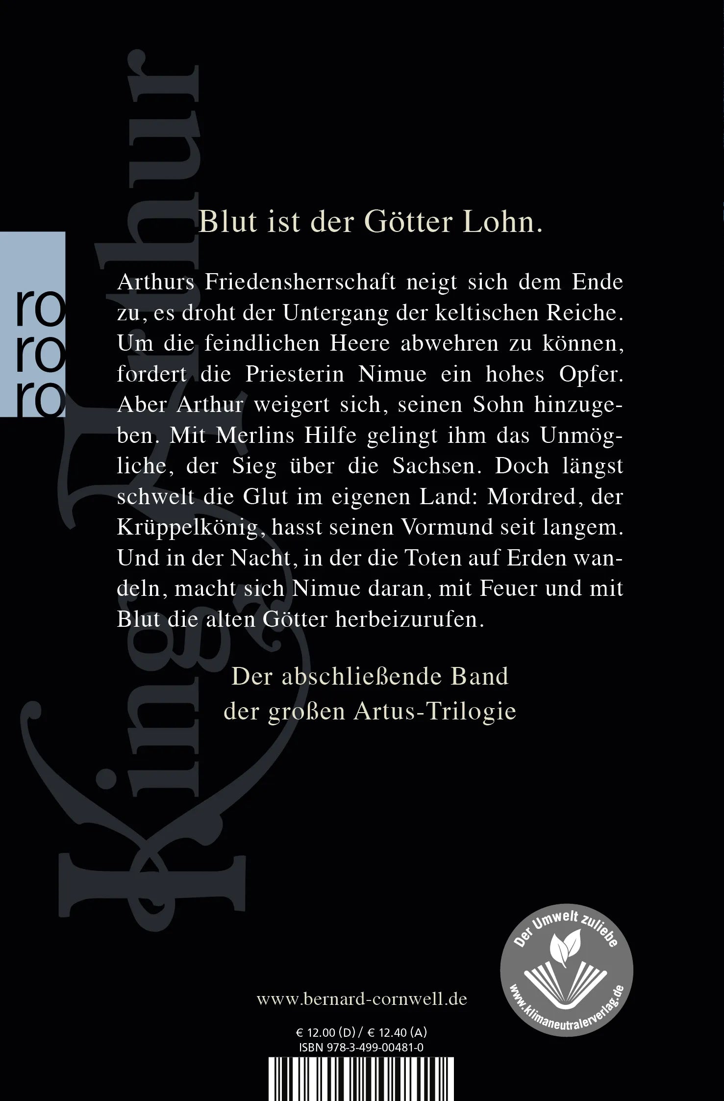 Buchrückseite von 'King Arthur: Excalibur' mit Klappentext - Taschenbuch
