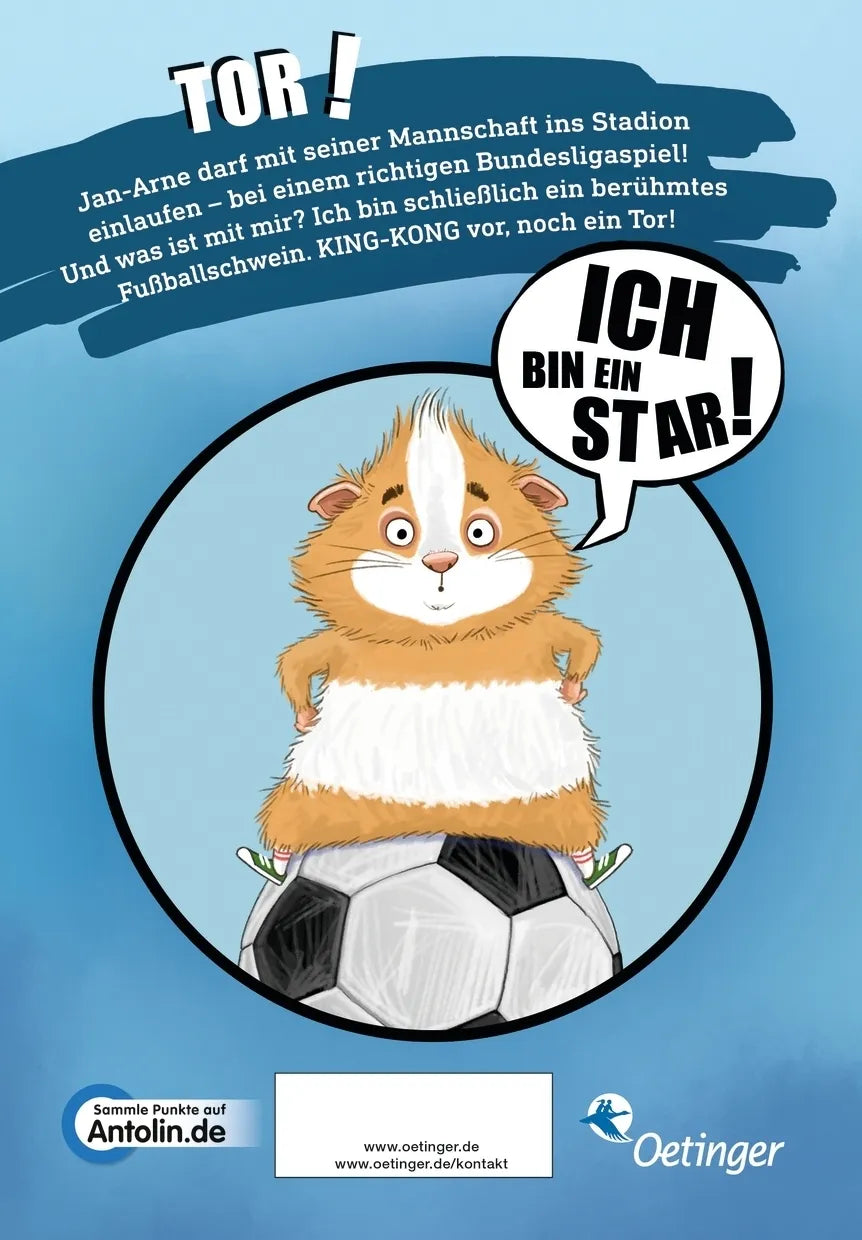 Buchrückseite von 'King-Kong, das Fußballschwein' mit Klappentext - Gebundene Ausgabe
