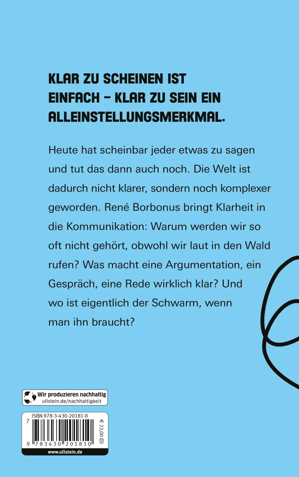 Buchrückseite von 'Klarheit' mit Klappentext - Gebundene Ausgabe
