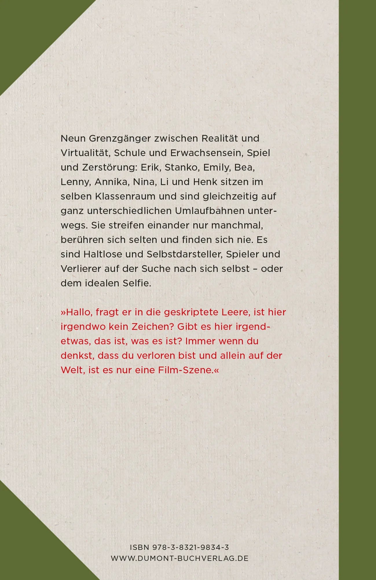Buchrückseite von 'Klassenbuch' mit Klappentext - Gebundene Ausgabe