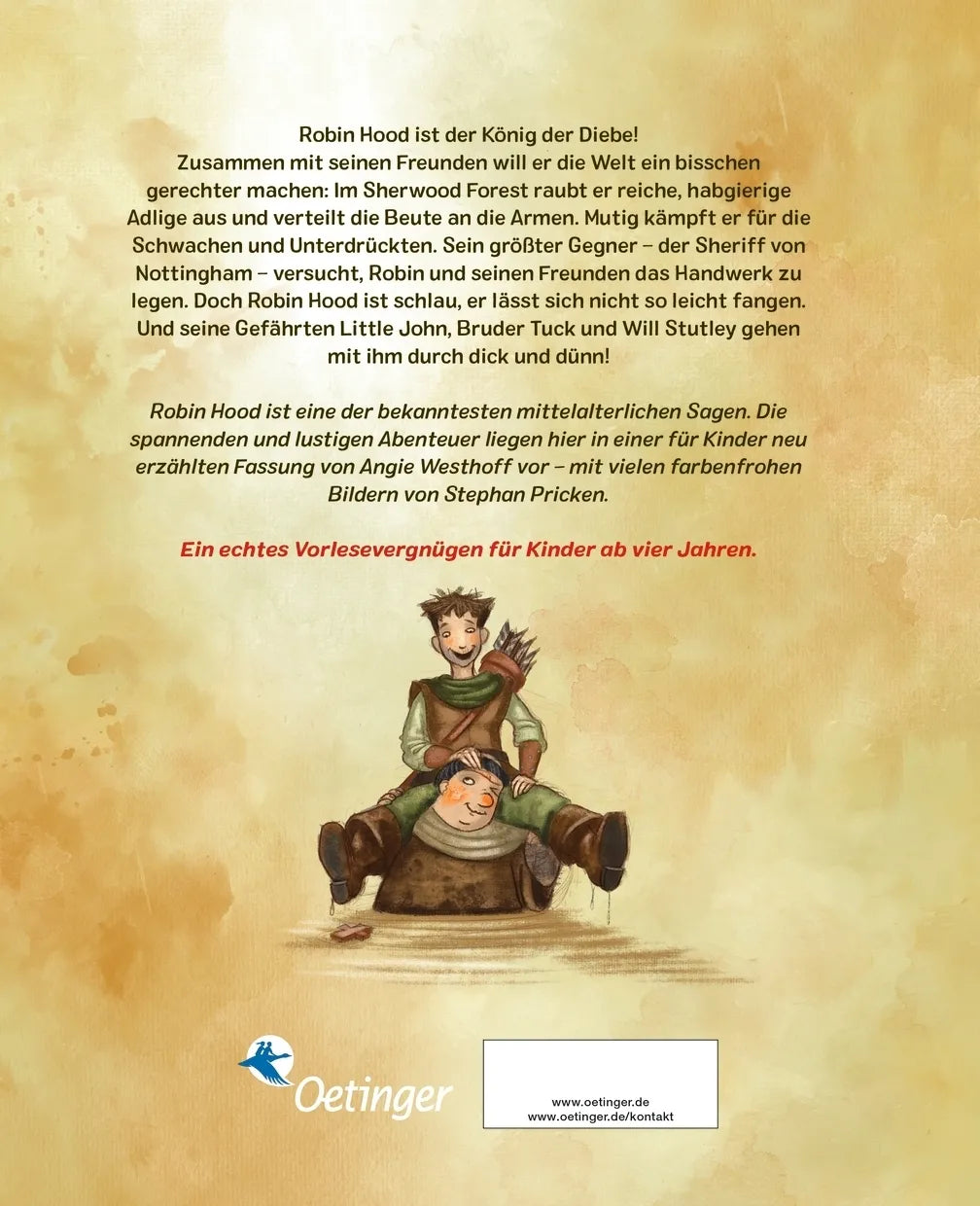 Buchrückseite von 'Klassiker zum Vorlesen. Robin Hood' mit Klappentext - Gebundene Ausgabe
