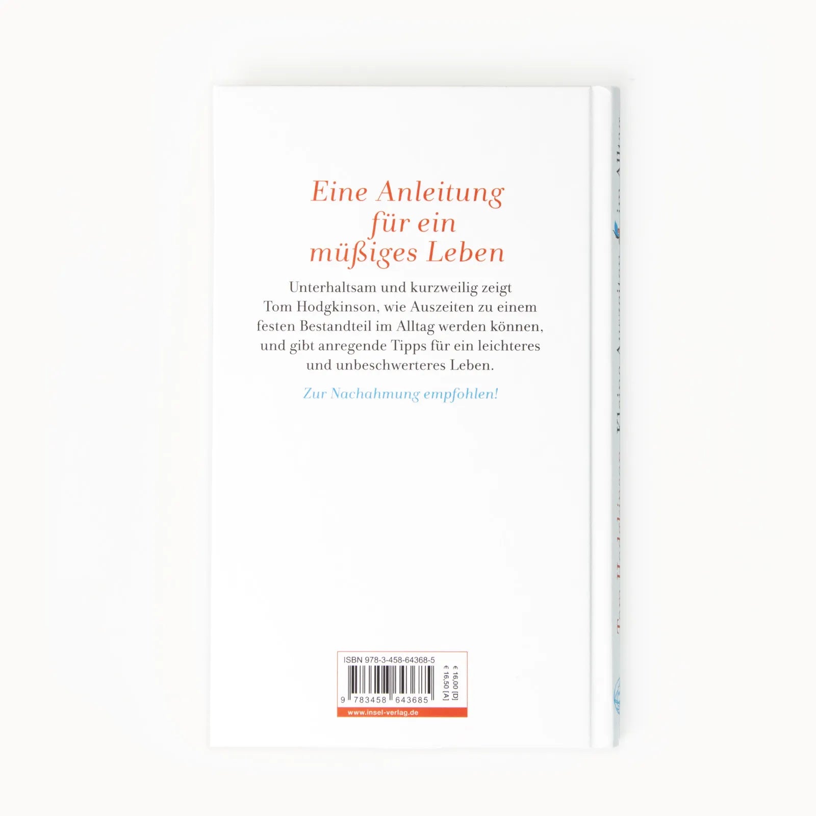 Buchrückseite von 'Kleine Auszeiten im Alltag' mit Klappentext - Gebundene Ausgabe