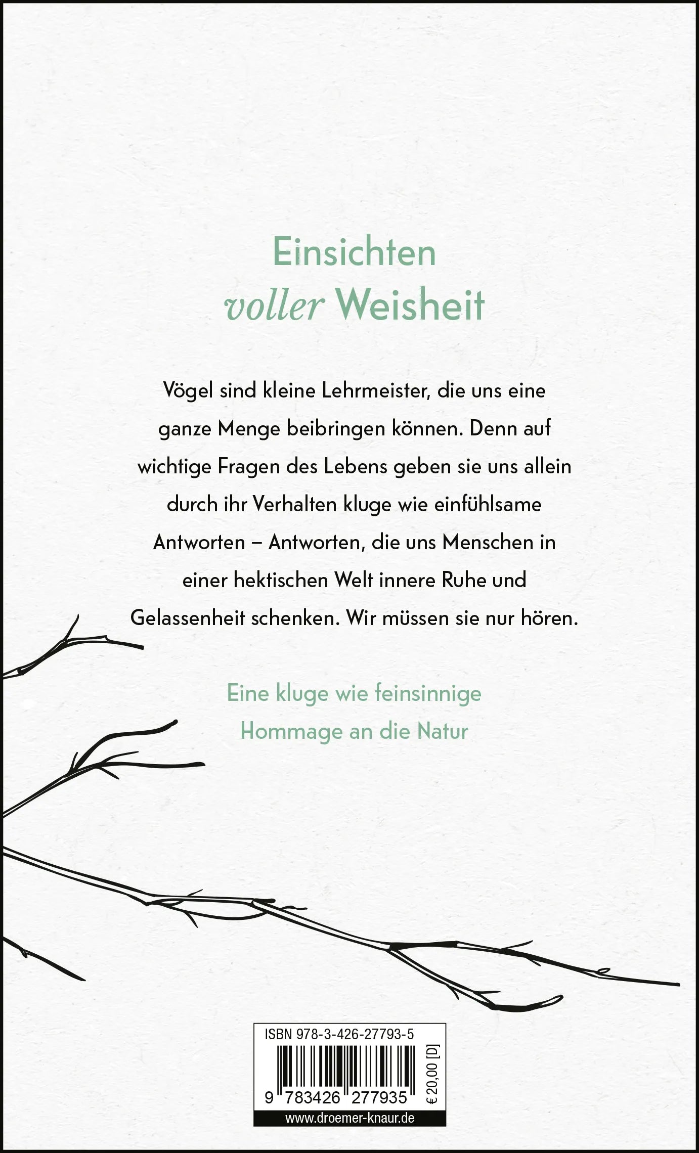 Buchrückseite von 'Kleine Philosophie der Vögel' mit Klappentext - Gebundene Ausgabe