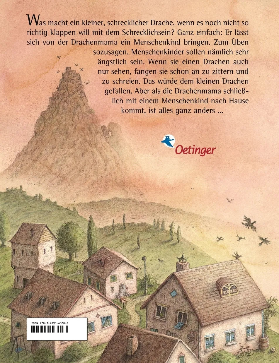 Buchrückseite von 'Kleiner, schrecklicher Drache' mit Klappentext - Gebundene Ausgabe