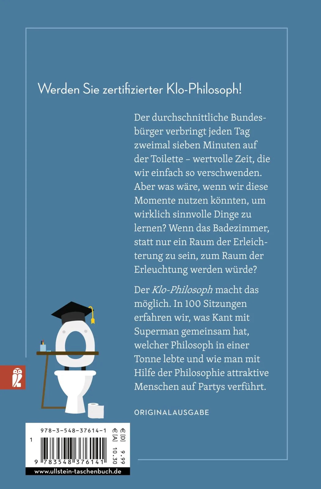 Buchrückseite von 'Klo-Philosoph' mit Klappentext - Taschenbuch