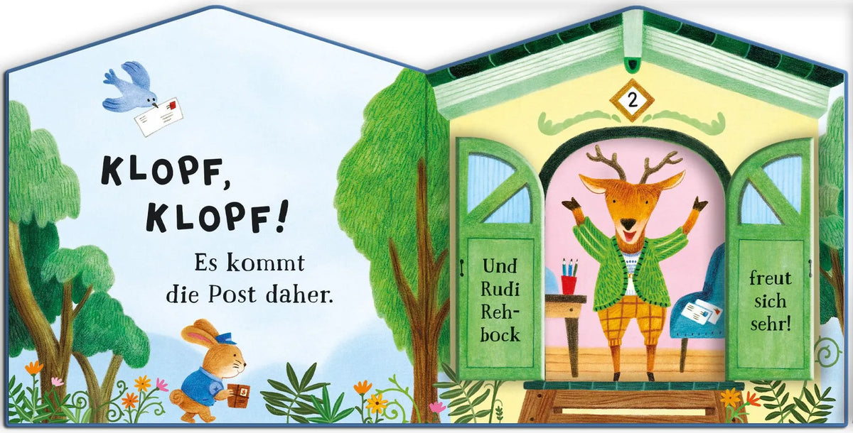 Detailansicht: Klopf hier – wer öffnet dir? Die Waldtiere (Hardcover)