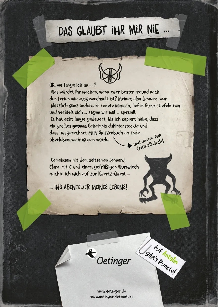 Buchrückseite von 'KoboldKroniken 1. Sie sind unter uns!' mit Klappentext - Taschenbuch