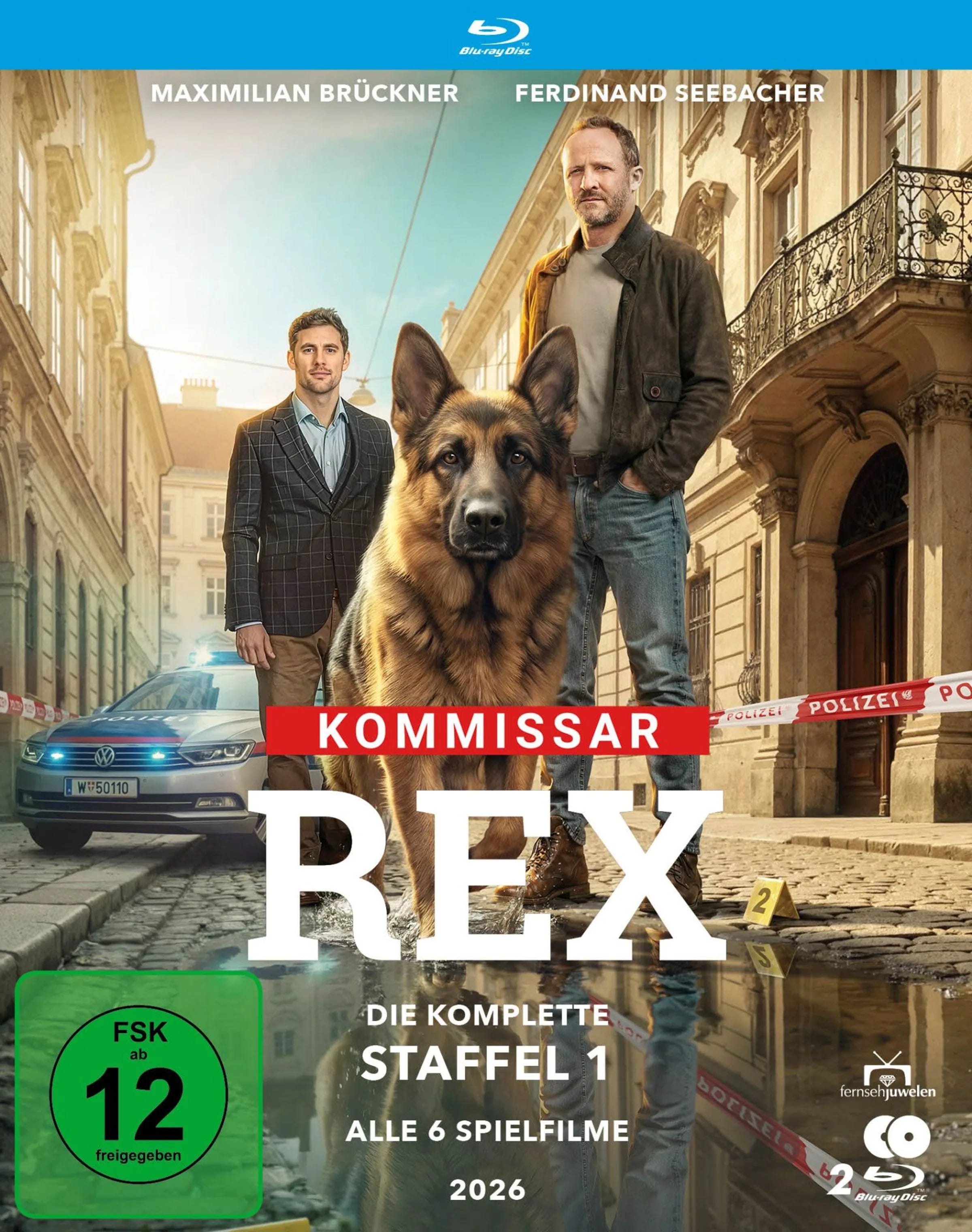 Blu-ray-Cover: Kommissar Rex (2026) - Die komplette 1. Staffel. Regie: Andreas Kopriva
