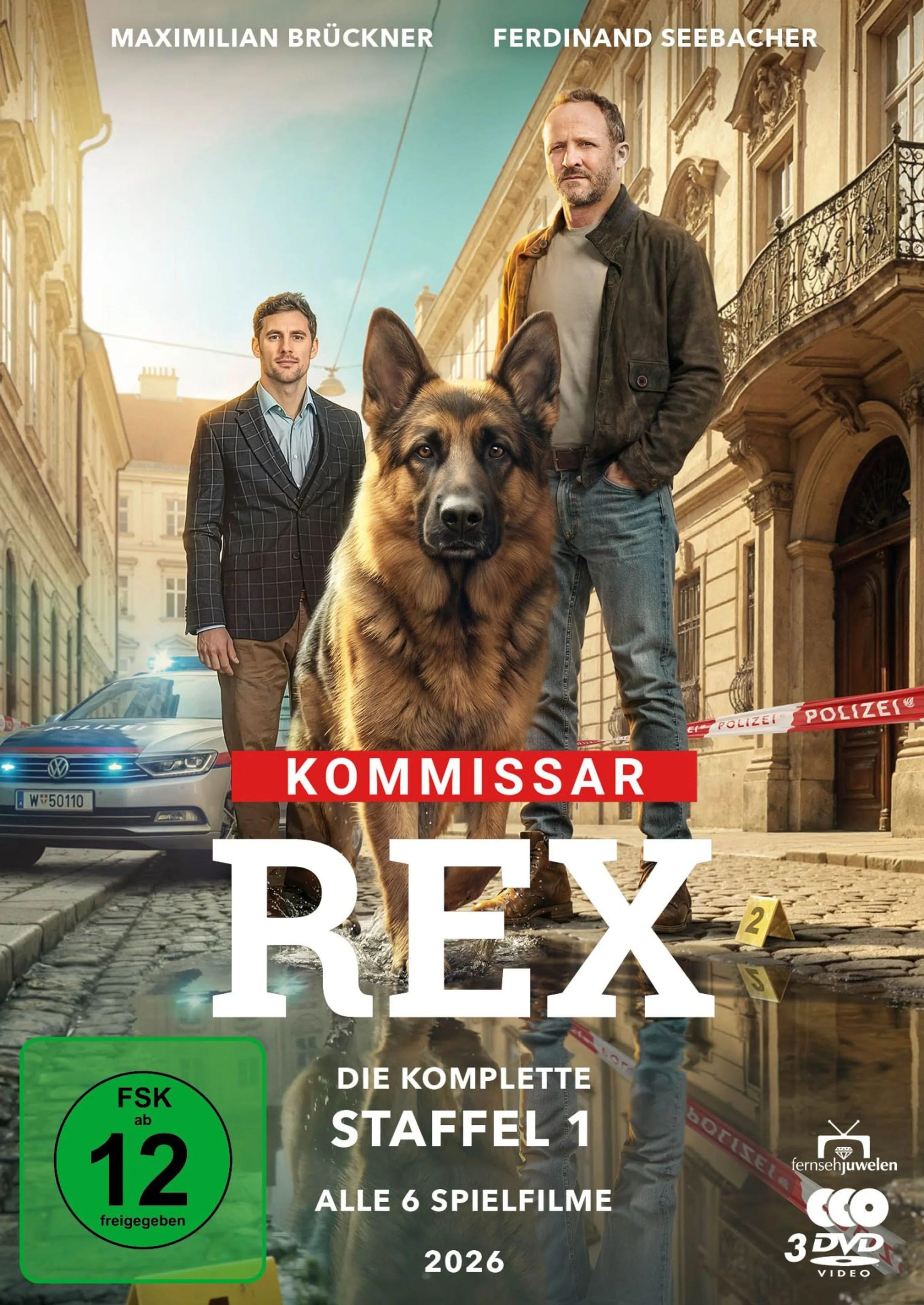 DVD-Cover: Kommissar Rex (2026) - Die komplette 1. Staffel. Regie: Andreas Kopriva