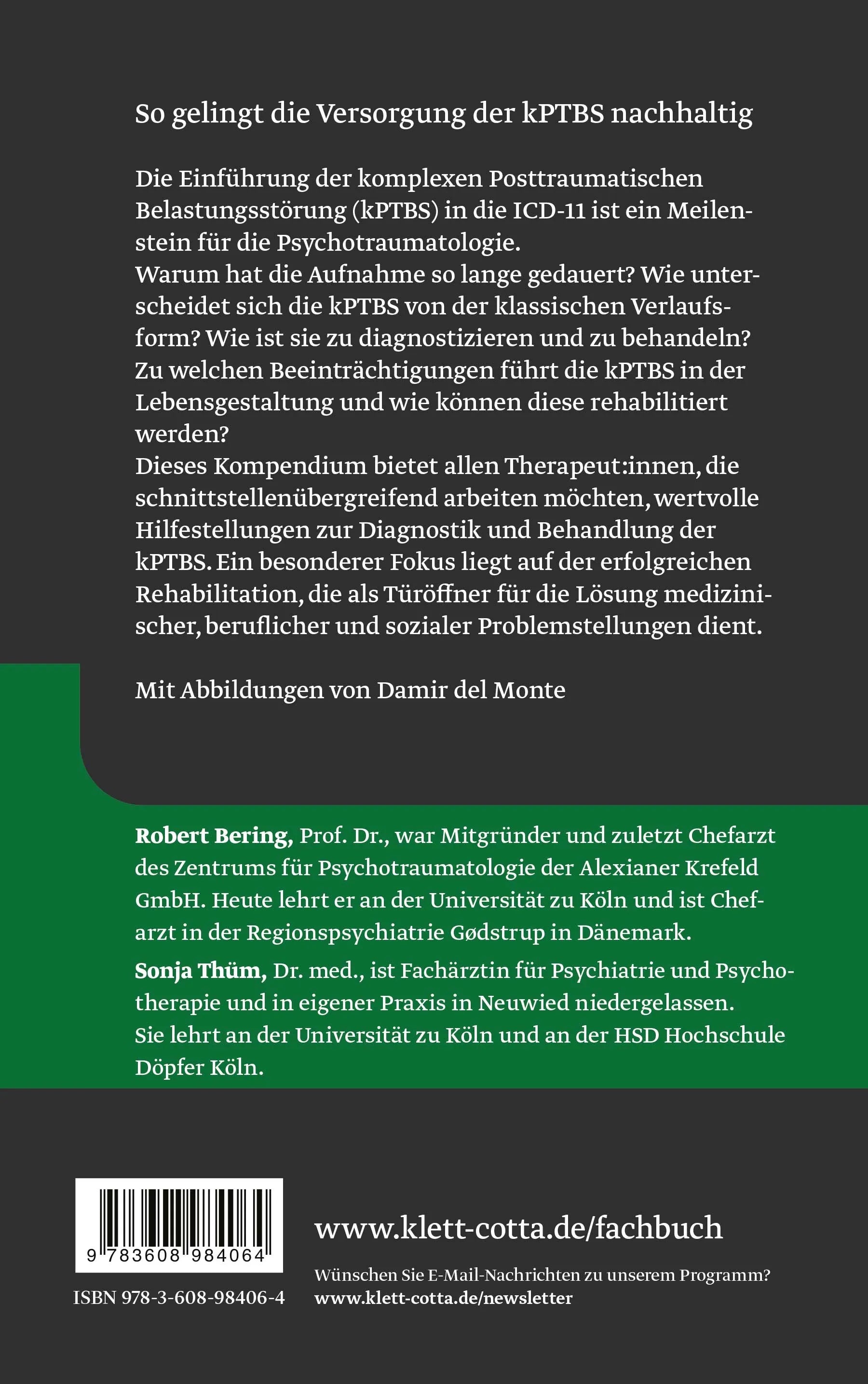 Buchrückseite von 'Kompendium Traumafolgen' mit Klappentext - Gebundene Ausgabe