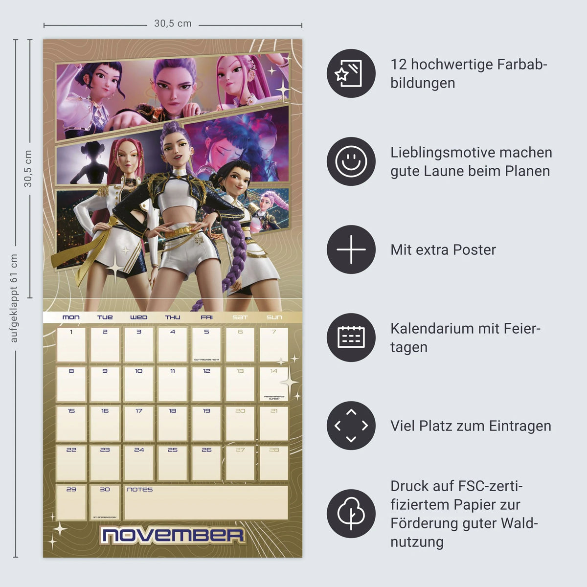 KPop Demon Hunters Broschurkalender 2027 – Ansicht