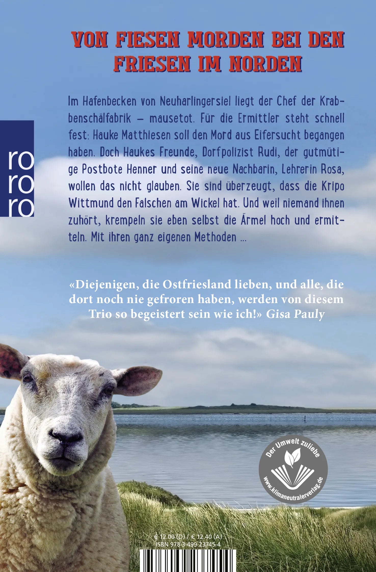Buchrückseite von 'Krabbenbrot und Seemannstod' mit Klappentext - Taschenbuch