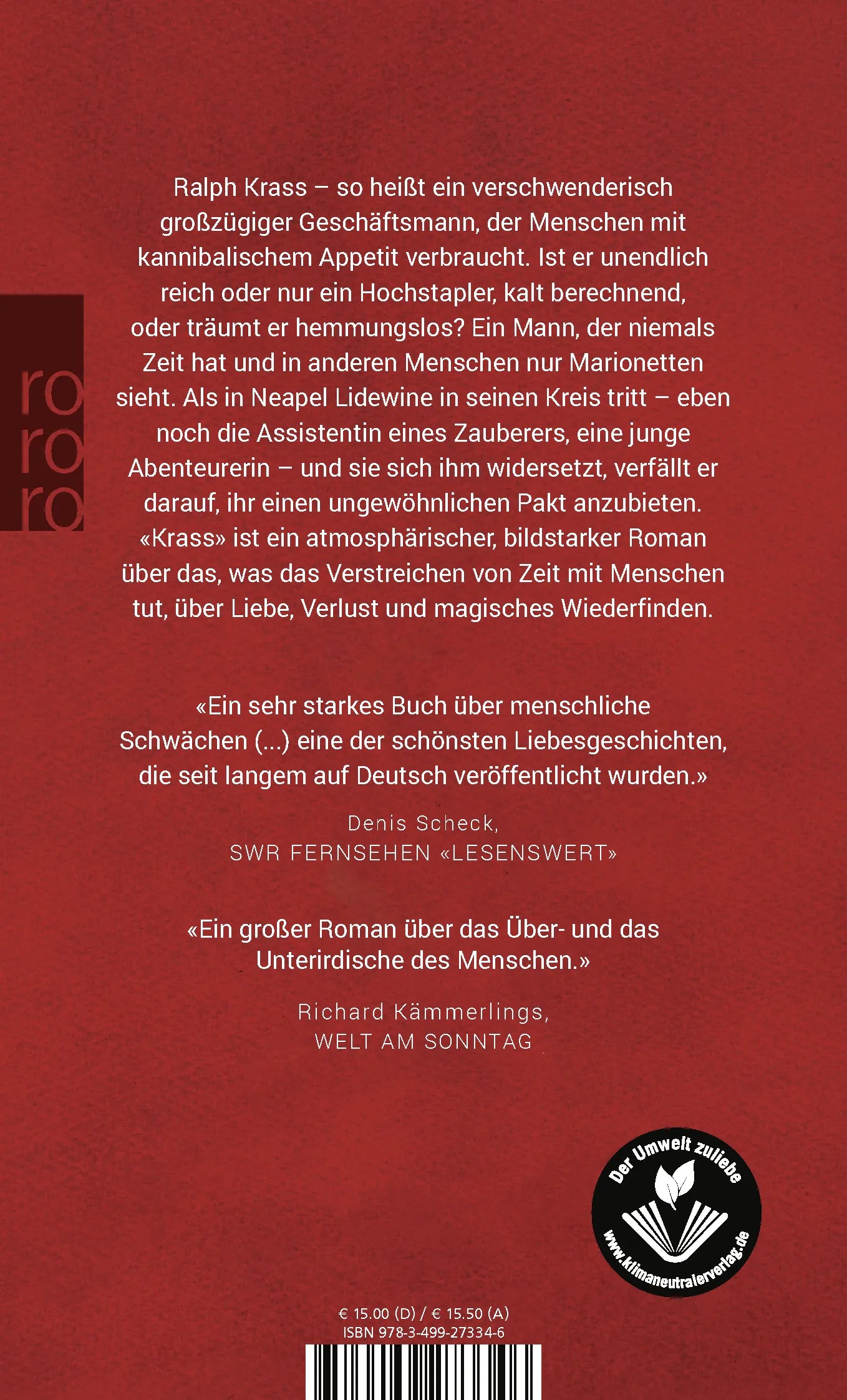 Buchrückseite von 'Krass' mit Klappentext - Taschenbuch