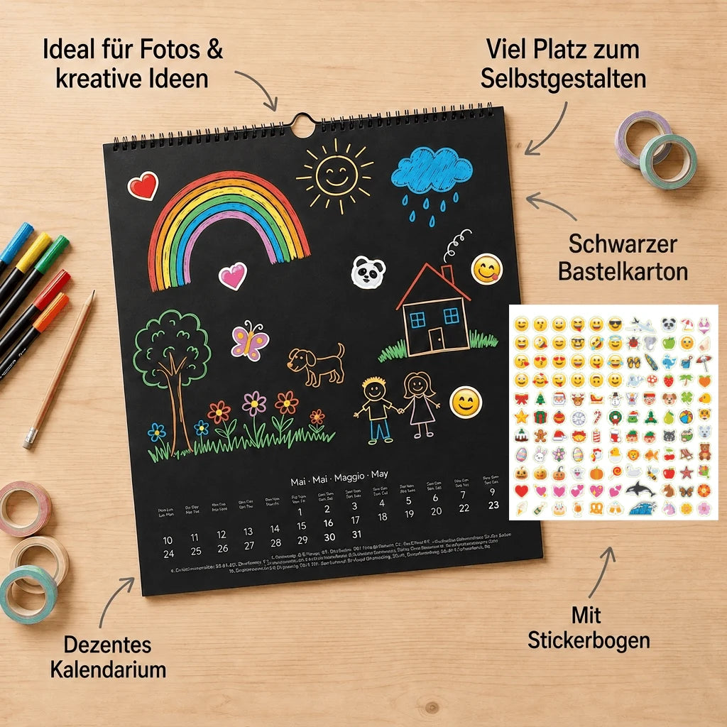 Kreativkalender XL schwarz 2027 – Ansicht