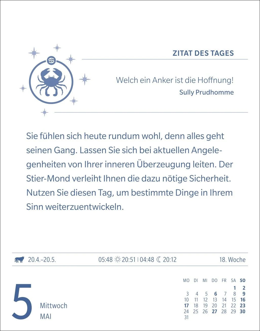 Krebs Sternzeichenkalender 2027 - Tagesabreißkalender - Ihr Horoskop für jeden Tag – Ansicht