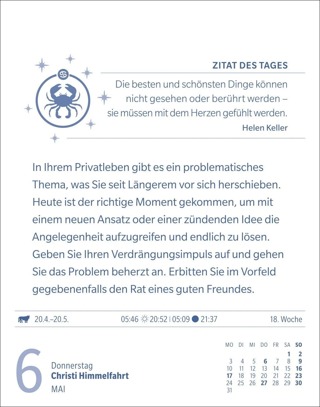 Krebs Sternzeichenkalender 2027 - Tagesabreißkalender - Ihr Horoskop für jeden Tag – Ansicht
