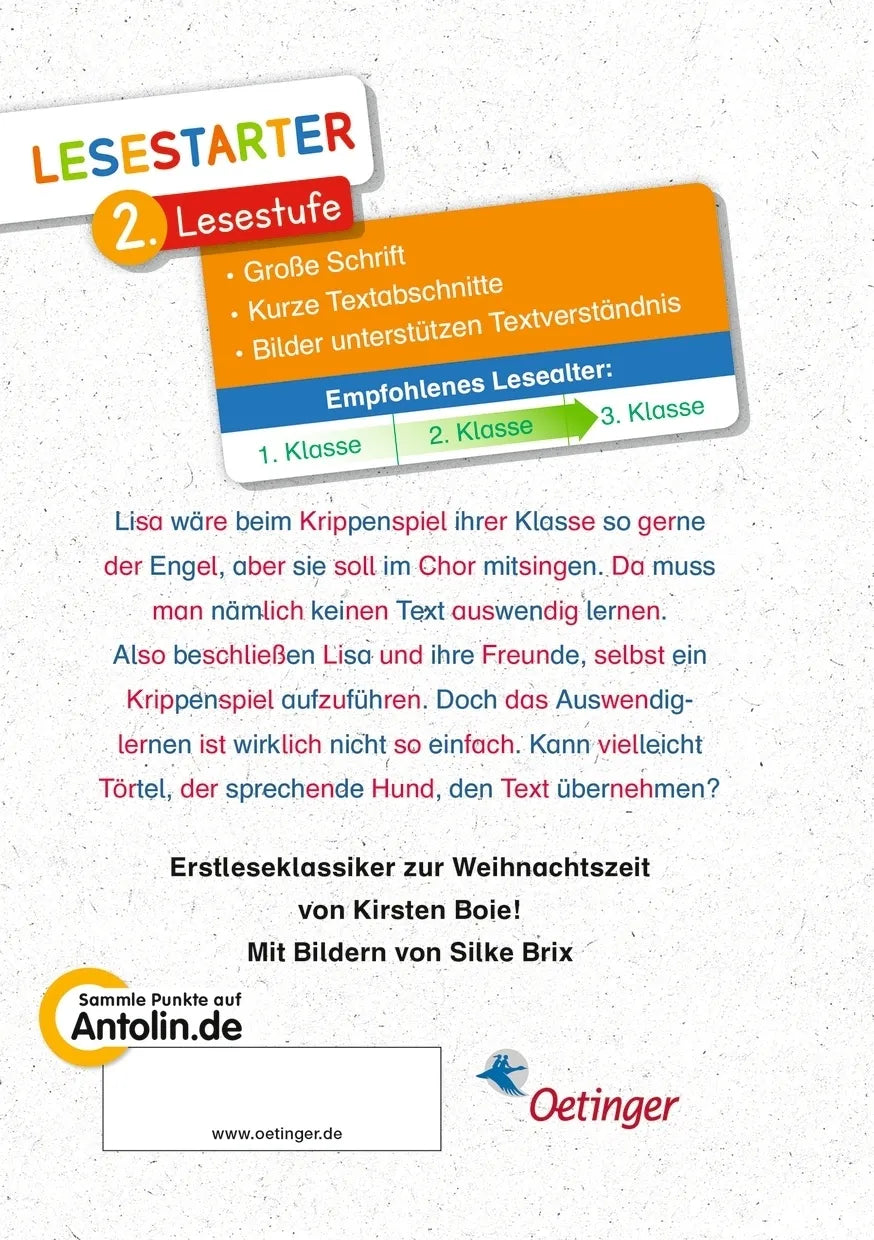 Buchrückseite von 'Krippenspiel mit Hund' mit Klappentext - Gebundene Ausgabe