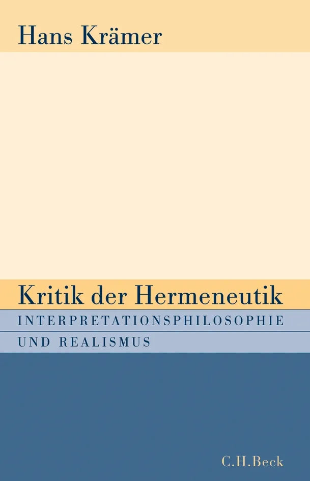 Buchcover von 'Kritik der Hermeneutik' - Taschenbuch von Hans Krämer