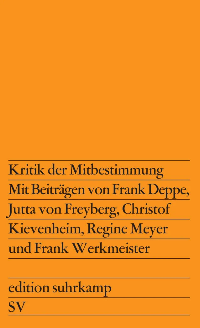 Buchcover von 'Kritik der Mitbestimmung' - Taschenbuch von Frank Deppe