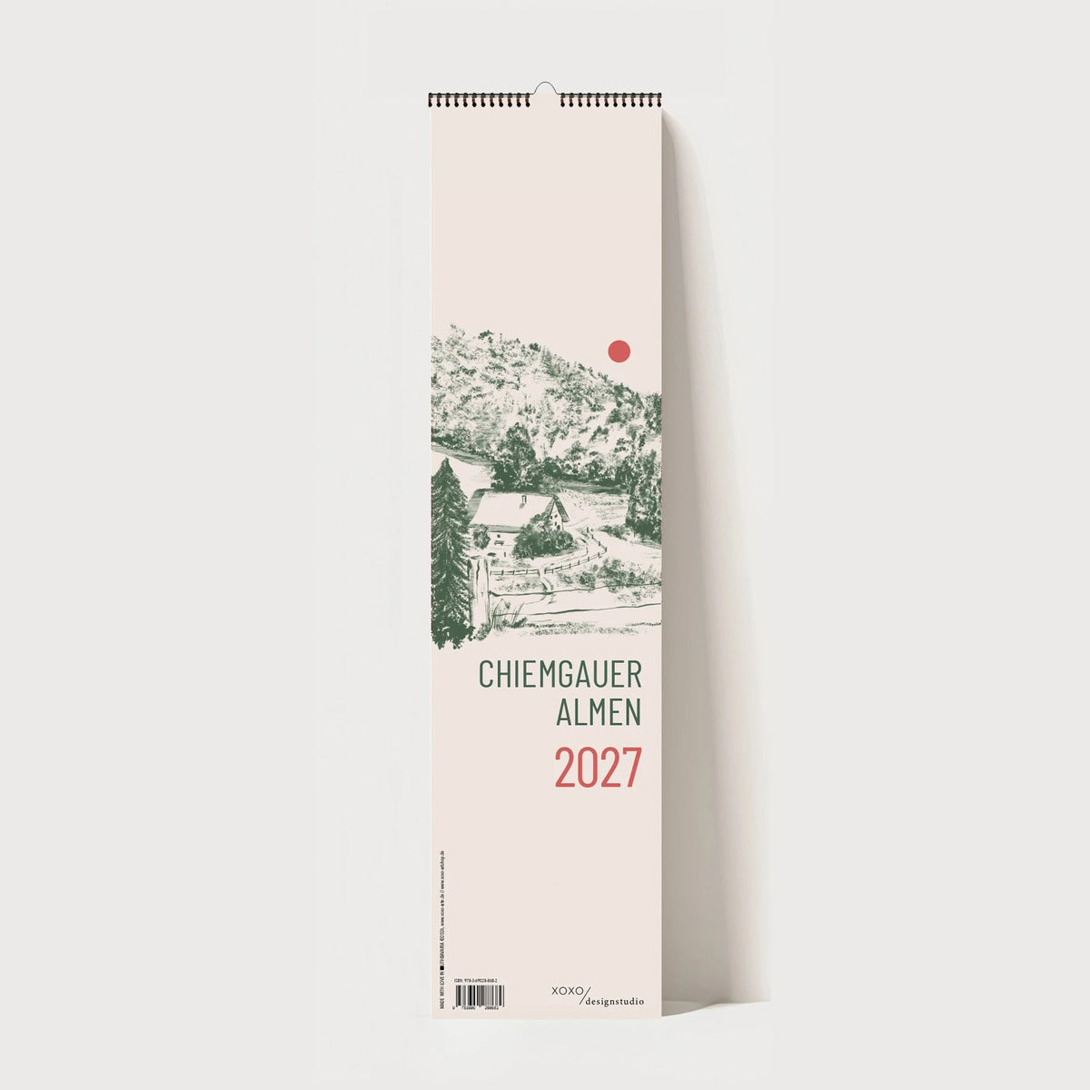 Wandkalender: Küchenkalender 2027 – Chiemgauer Almen | Handgezeichneter Wandkalender mit 12 Almen | Illustrativer Monatskalender