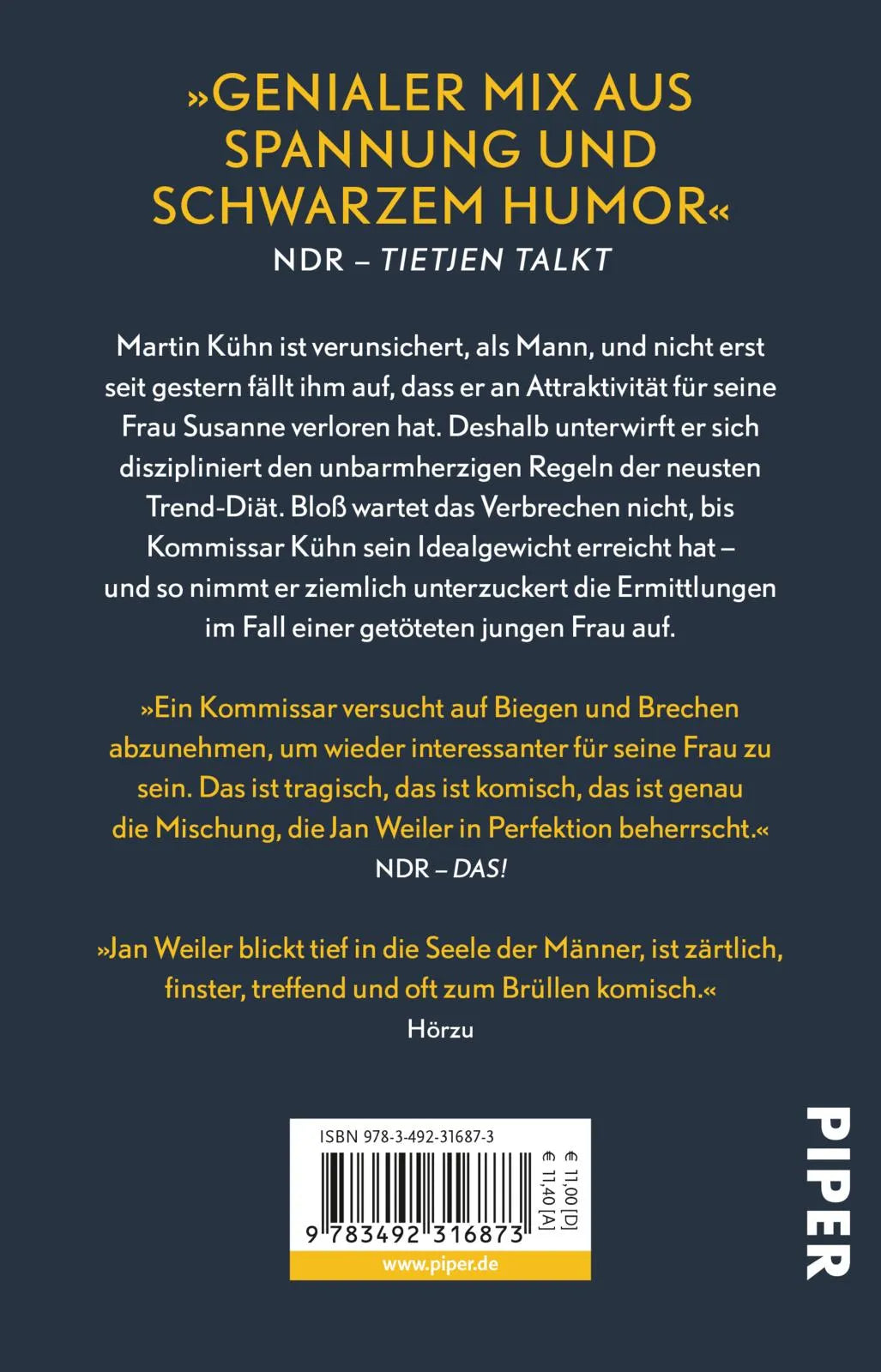 Buchrückseite von 'Kühn hat Hunger' mit Klappentext - Taschenbuch