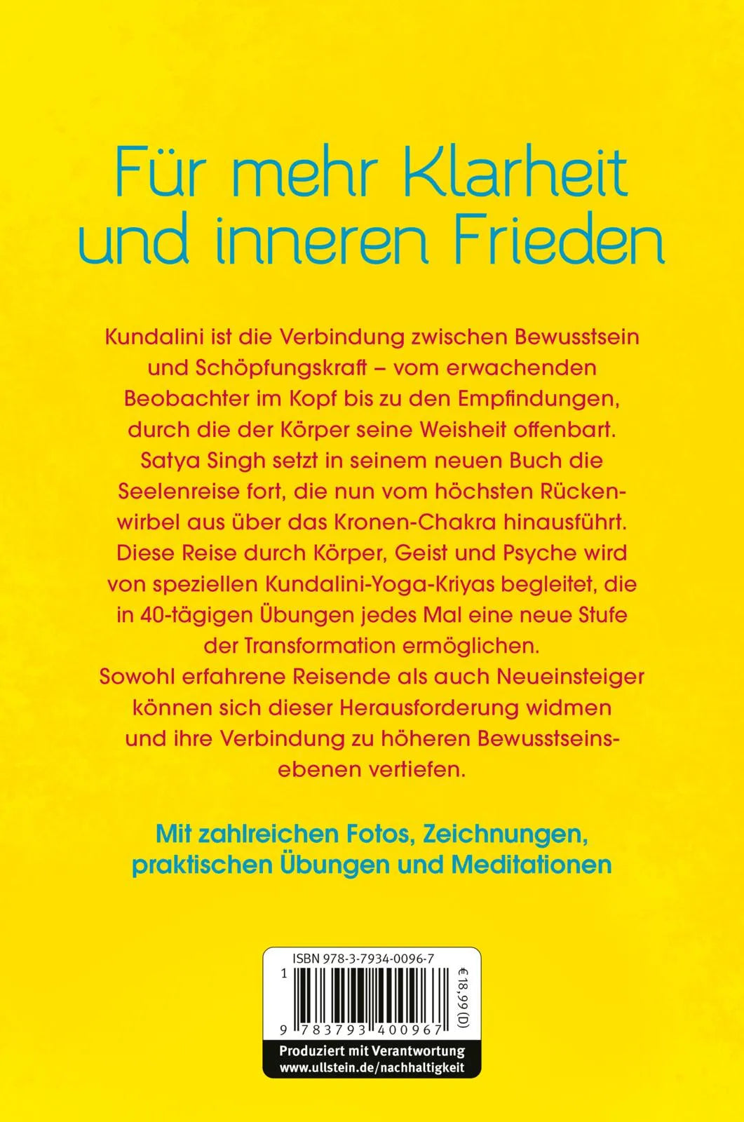 Buchrückseite von 'Kundalini Yoga für Kopf und Psyche' mit Klappentext - Paperback