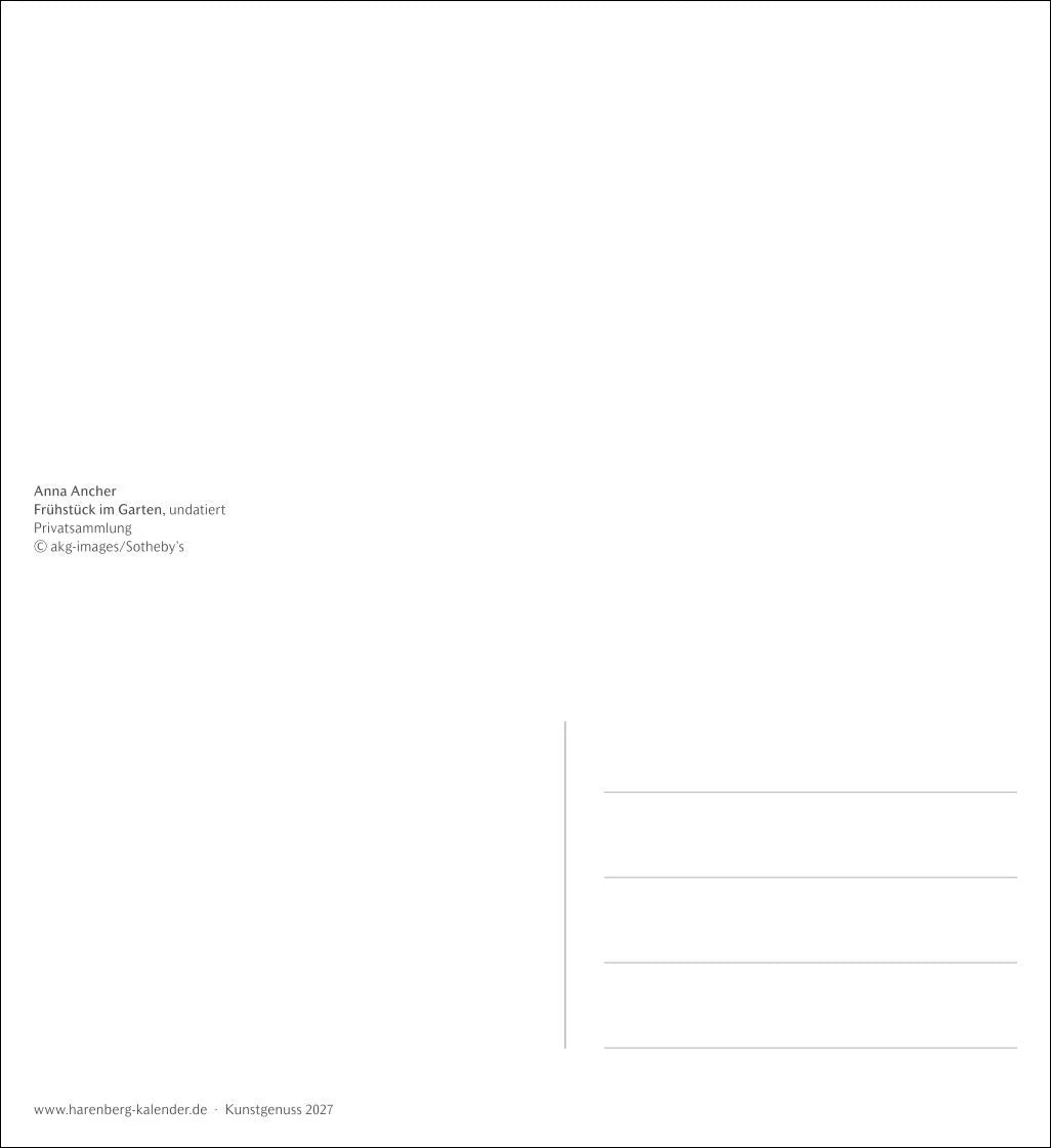 Kunstgenuss Postkartenkalender 2027 - Kalender mit 53 Kunstpostkarten – Ansicht