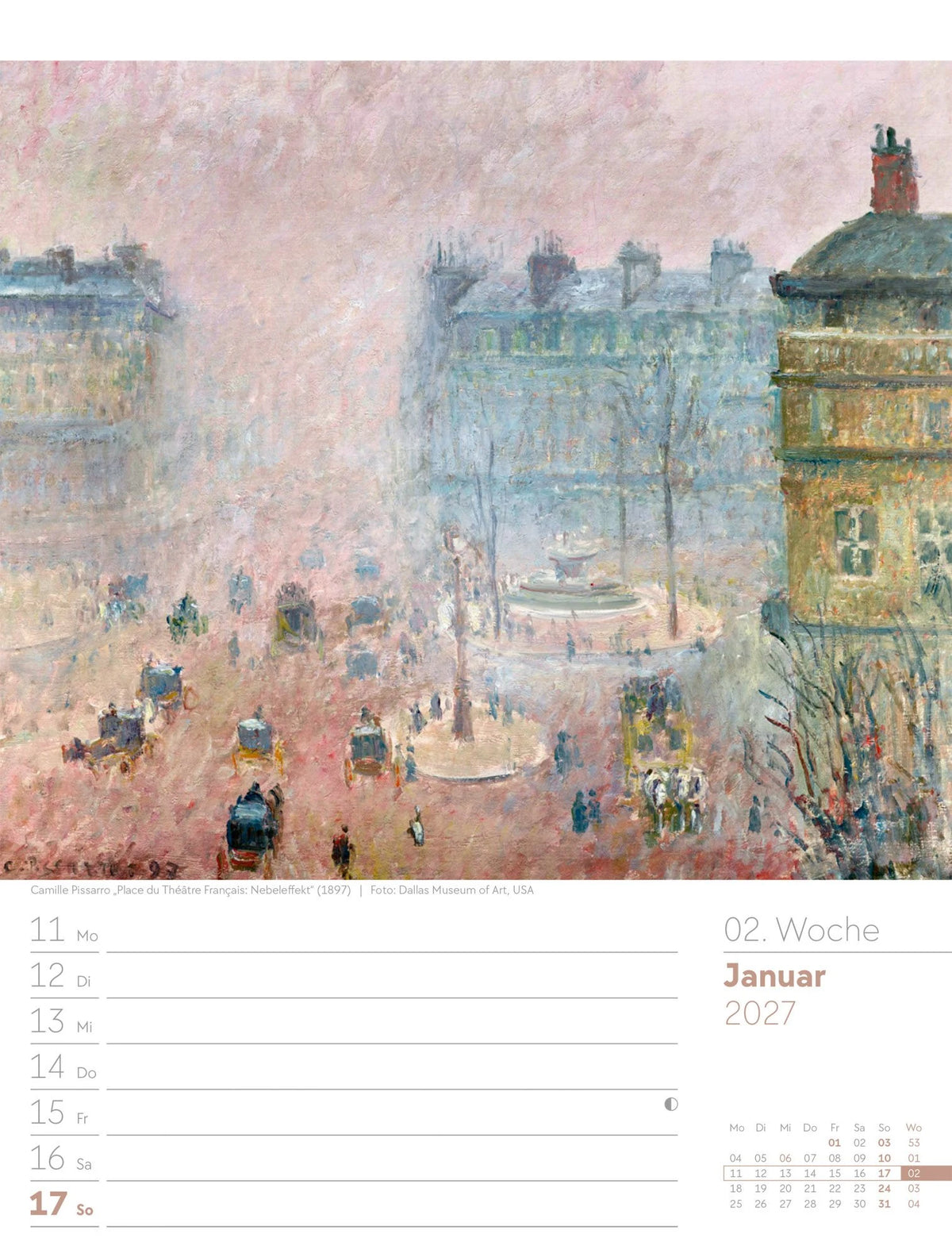 Kunstwelt Wochenplaner Kalender 2027 | Impressionismus und Klassische Moderne – Ansicht