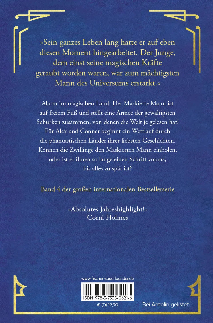 Buchrückseite von 'Land of Stories: Das magische Land – Ein Königreich in Gefahr' mit Klappentext - Taschenbuch
