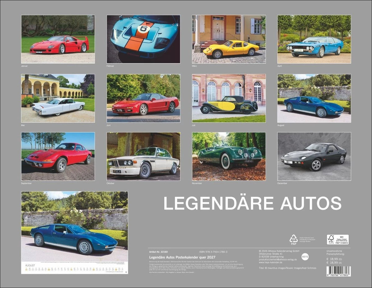 Legendäre Autos Posterkalender 2027 – Ansicht