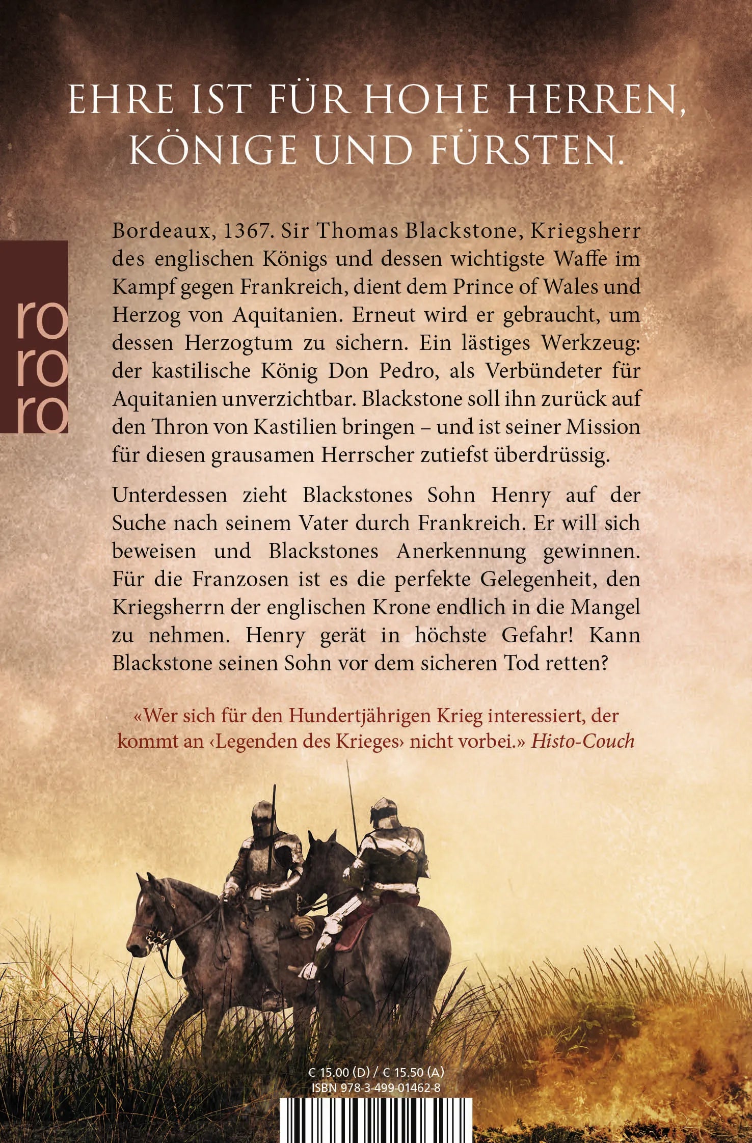 Buchrückseite von 'Legenden des Krieges: Das Band des Blutes' mit Klappentext - Taschenbuch