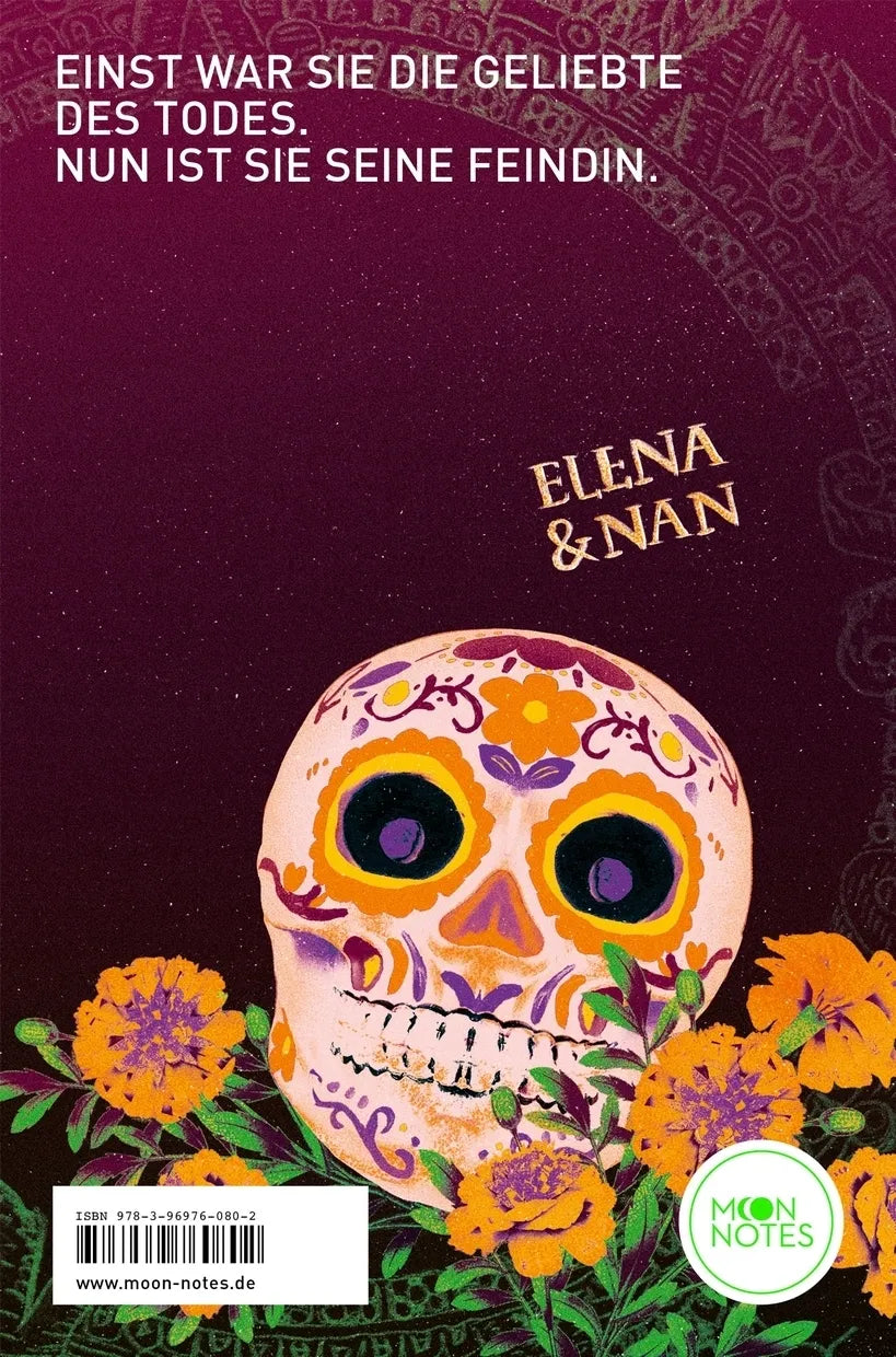 Buchrückseite von 'Legends of Mictlan 2. Broken by Death' mit Klappentext - Paperback