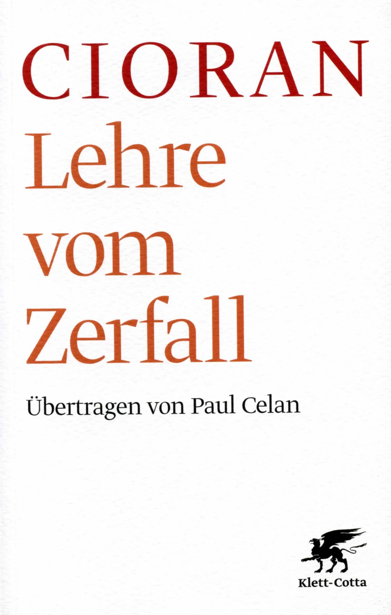 Buchcover von 'Lehre vom Zerfall' - Paperback von Emile M. Cioran