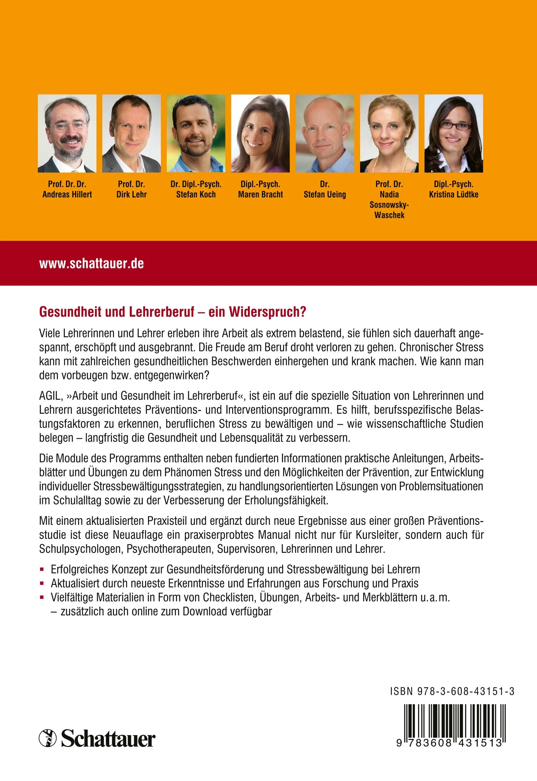 Buchrückseite von 'Lehrergesundheit' mit Klappentext - Paperback