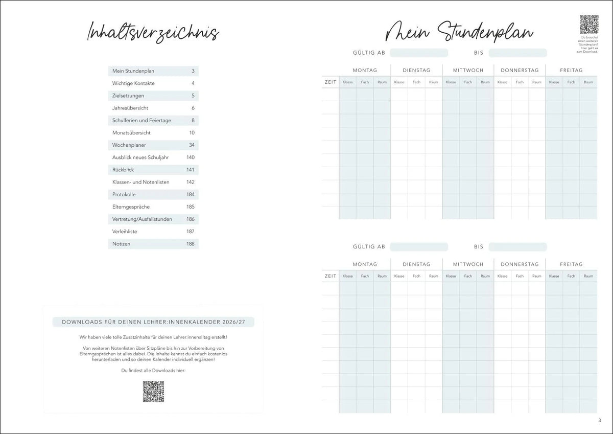 Lehrerkalender 2027 – Ansicht