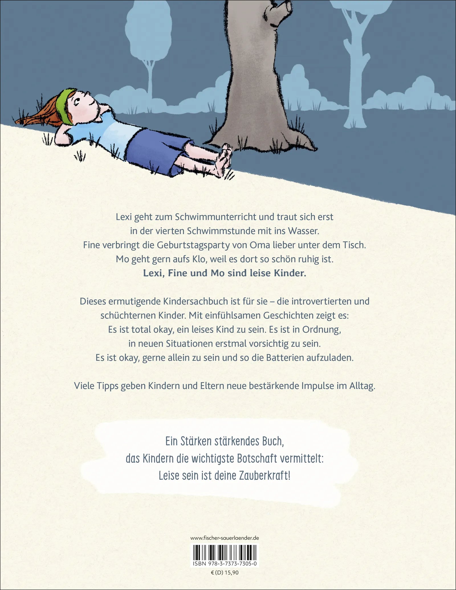 Buchrückseite von 'Leise sein ist meine Zauberkraft' mit Klappentext - Gebundene Ausgabe