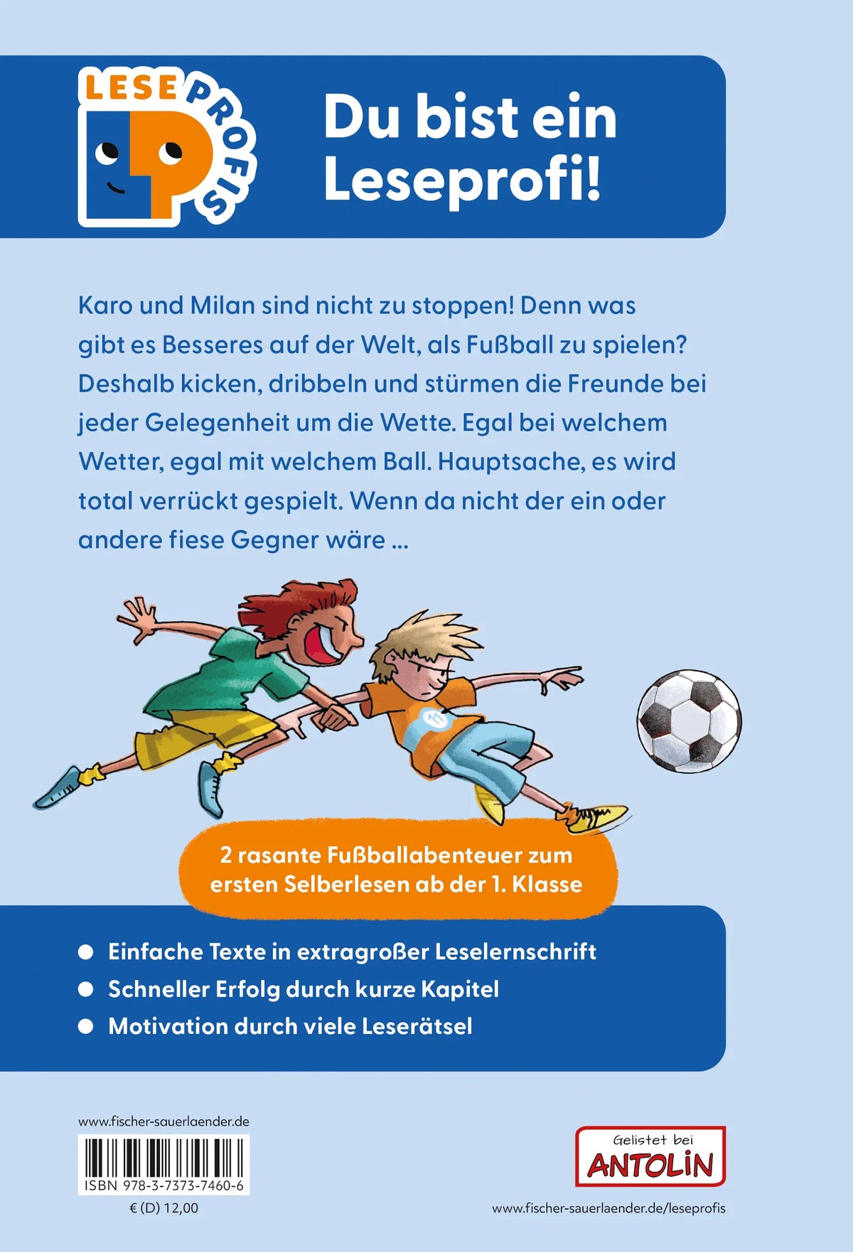 Rückseite: Leseprofis – Voll im Fußballfieber!, 1. Klasse (Hardcover)