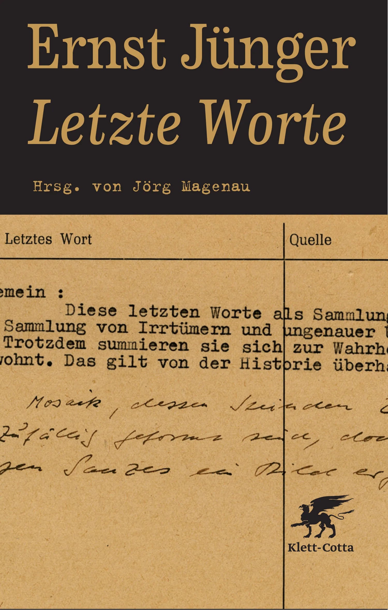Buchcover von 'Letzte Worte' - Gebundene Ausgabe von Ernst Jünger