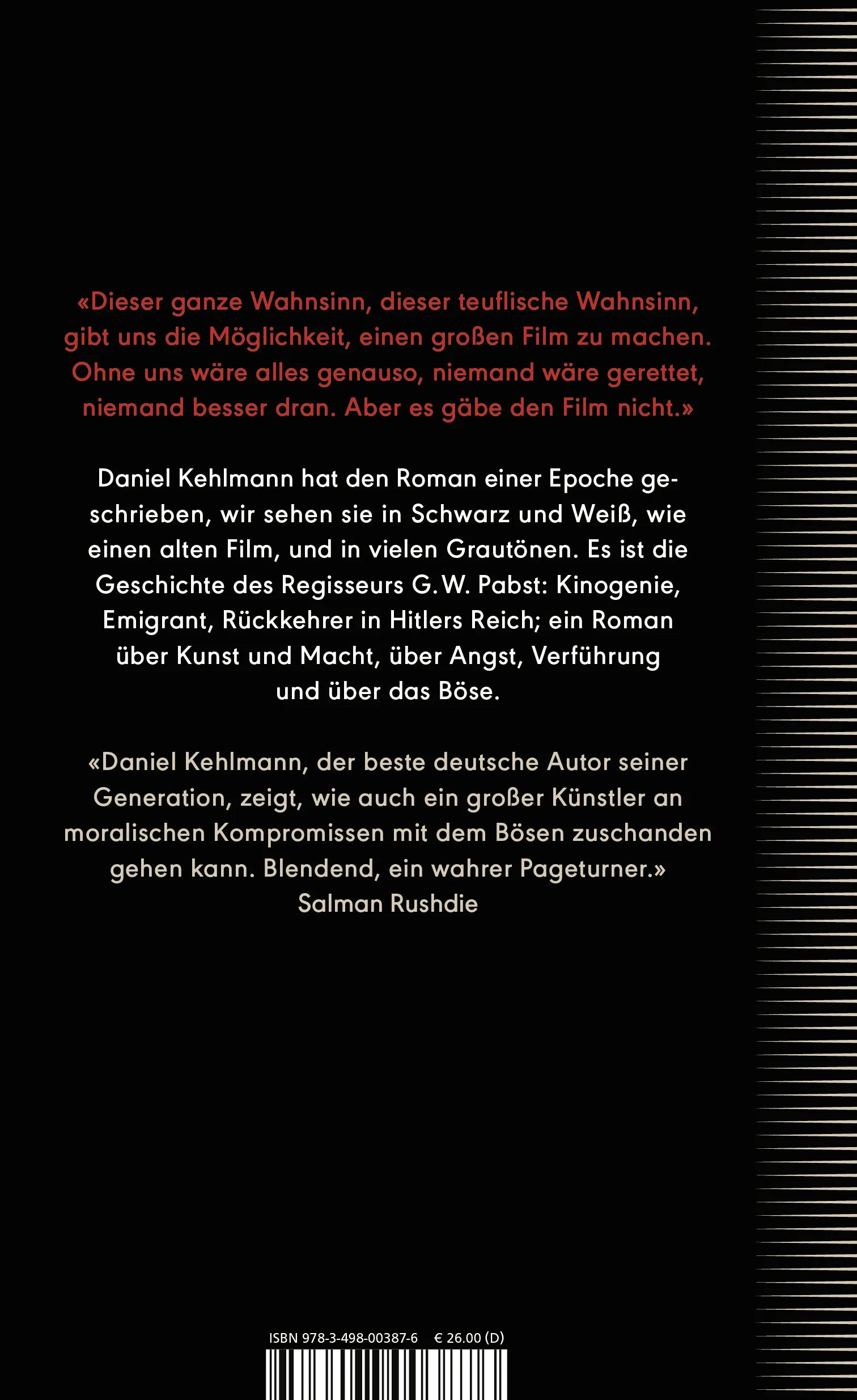 Buchrückseite von 'Lichtspiel' mit Klappentext - Gebundene Ausgabe