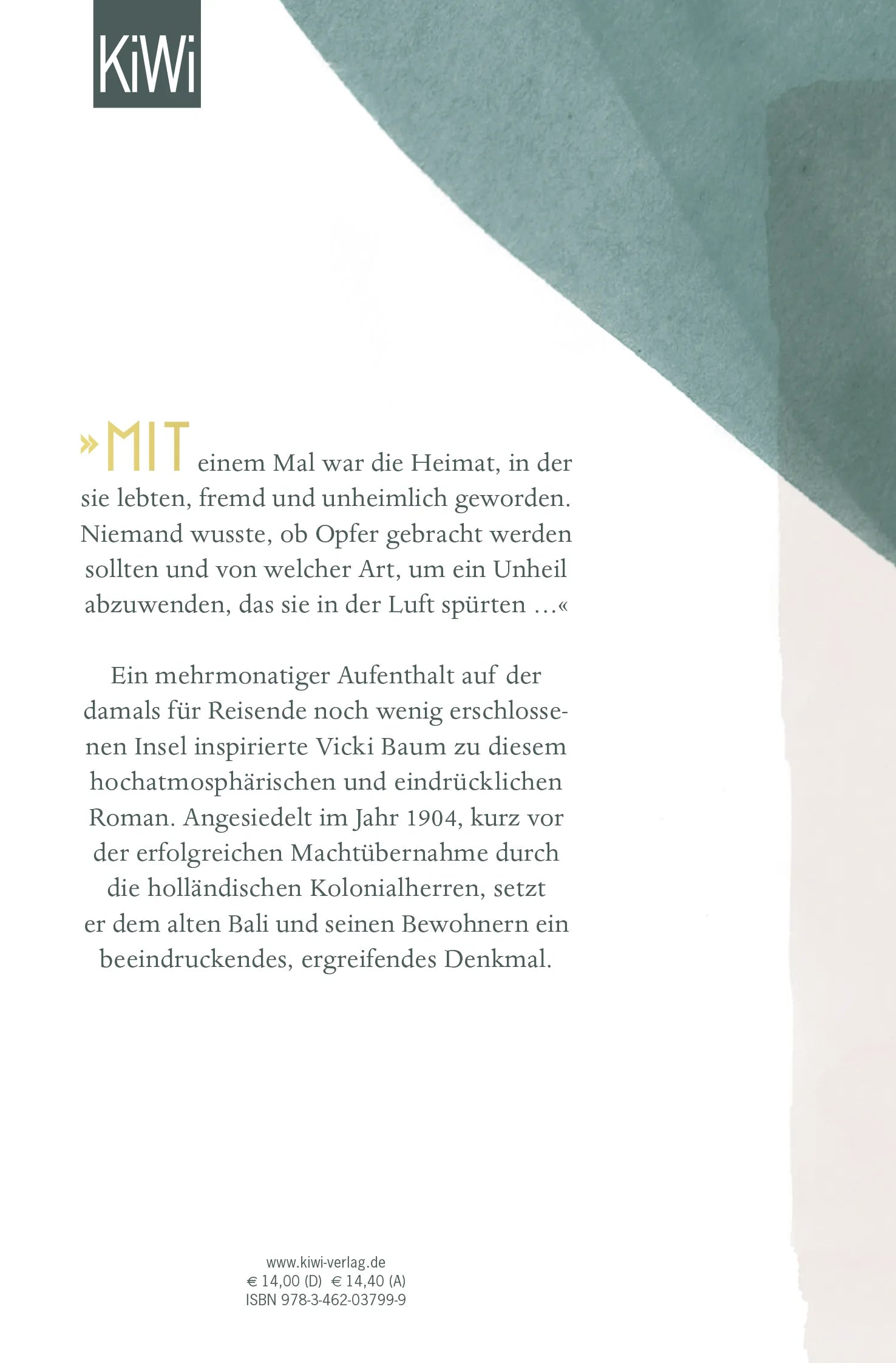 Buchrückseite von 'Liebe und Tod auf Bali' mit Klappentext - Taschenbuch