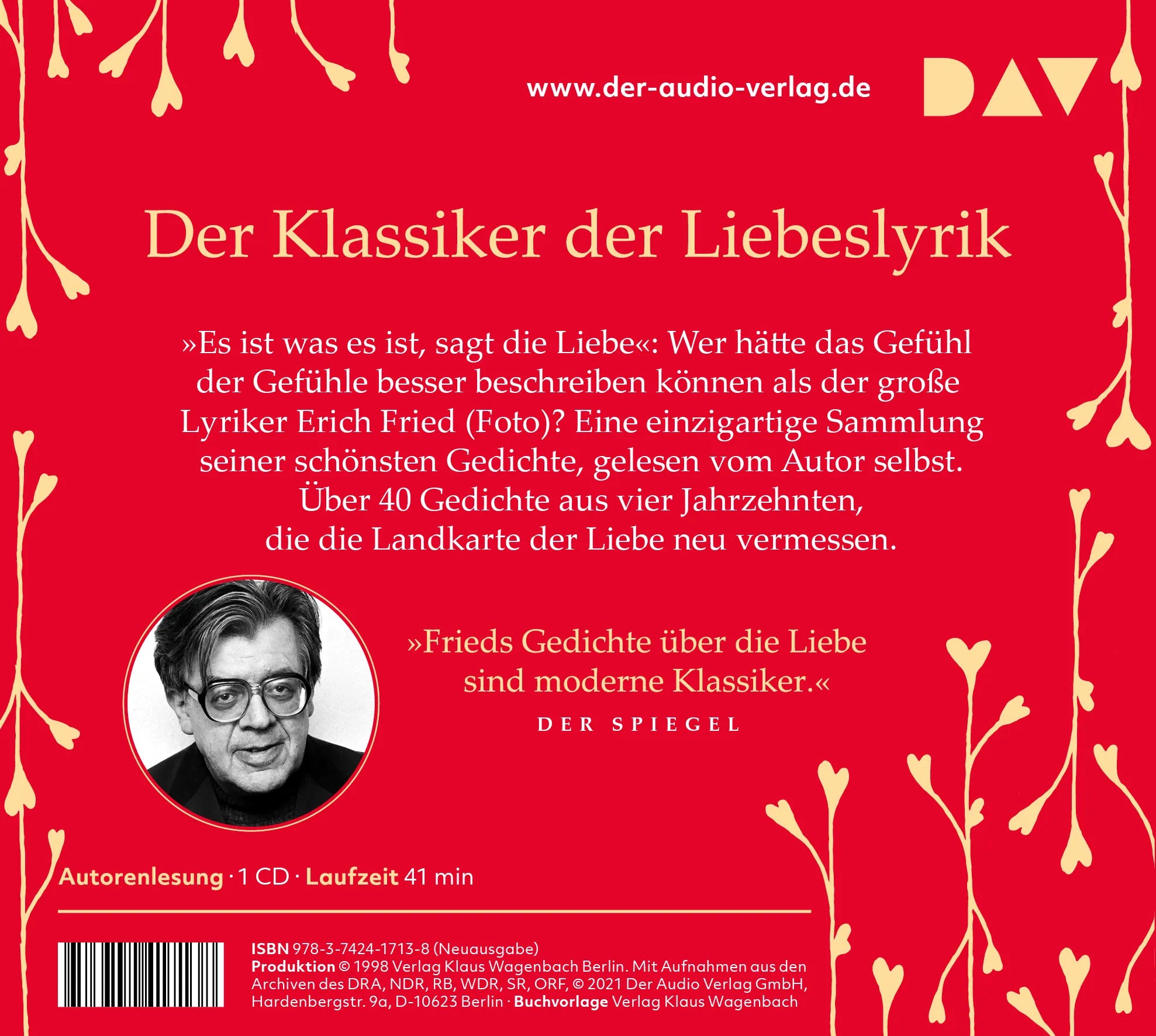 Buchrückseite von 'Liebesgedichte' mit Klappentext - Hörbuch (CD)