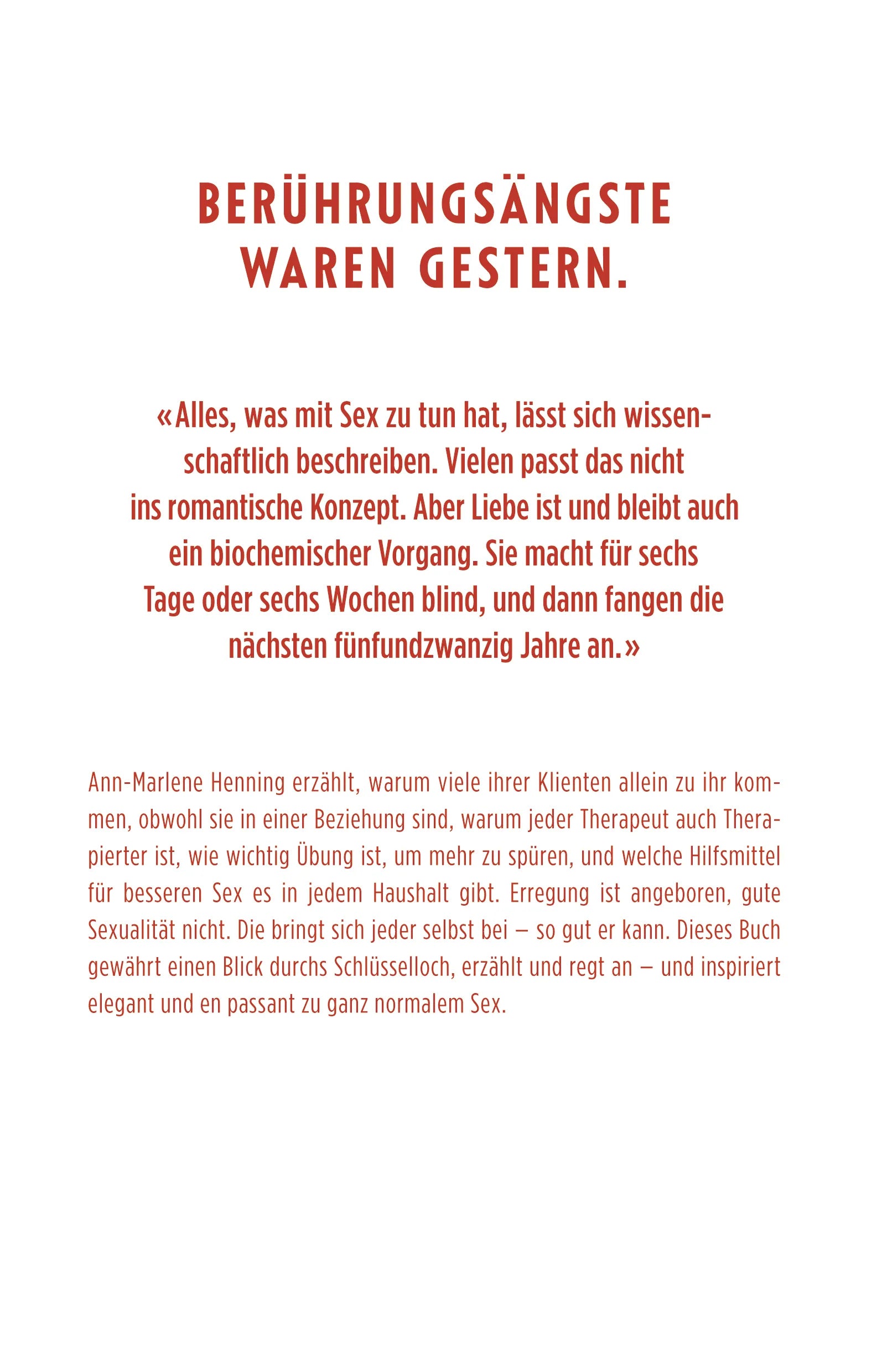 Buchrückseite von 'Liebespraxis' mit Klappentext - Paperback